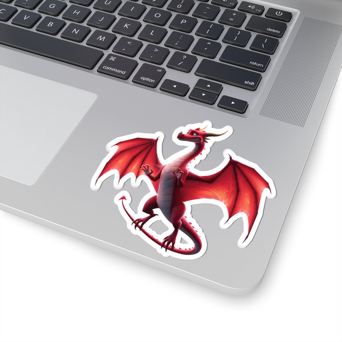 Red Dragon Vinyl Kiss-Cut Sticker - Waterproof Fantasy Decal for Laptops, Planners, Skateboards | Cute Mythical Creature Gift with Gloss