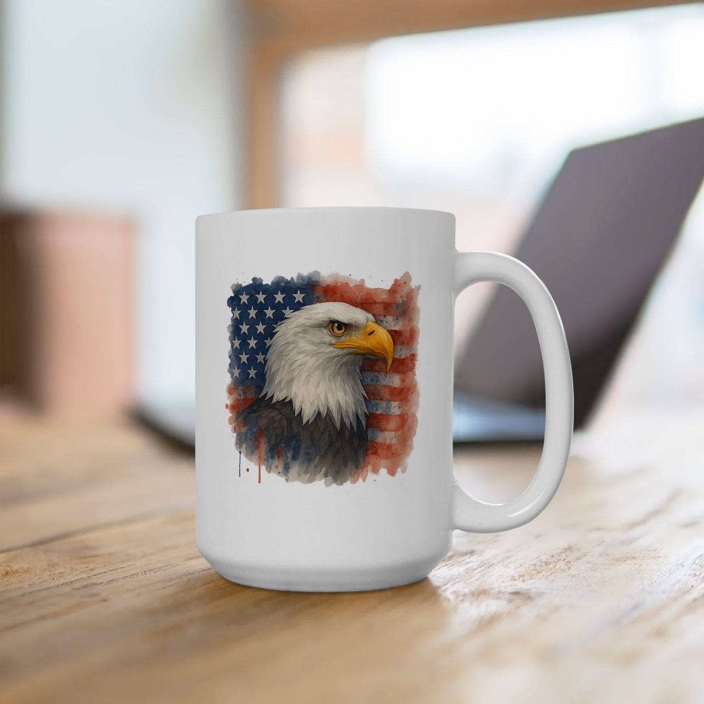 Patriotic Eagle Mug – American Flag Coffee Cup with Bald Eagle Design | USA Pride Gift for Veterans, Memorial Day, Independence Day