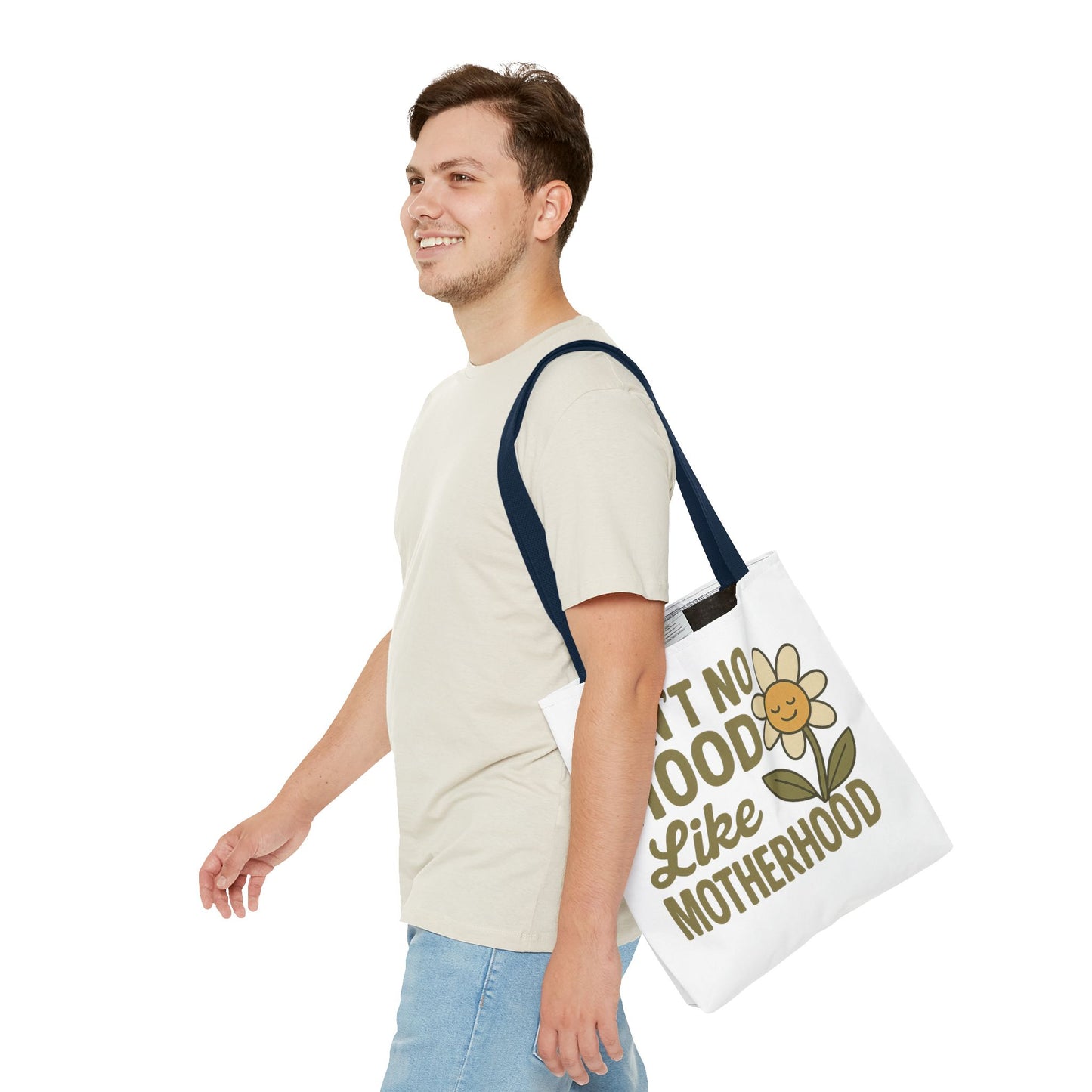 Motherhood Tote Bag with Flower Design Mother's Day Bag Tote for Mom Reusable Shopping Bag
