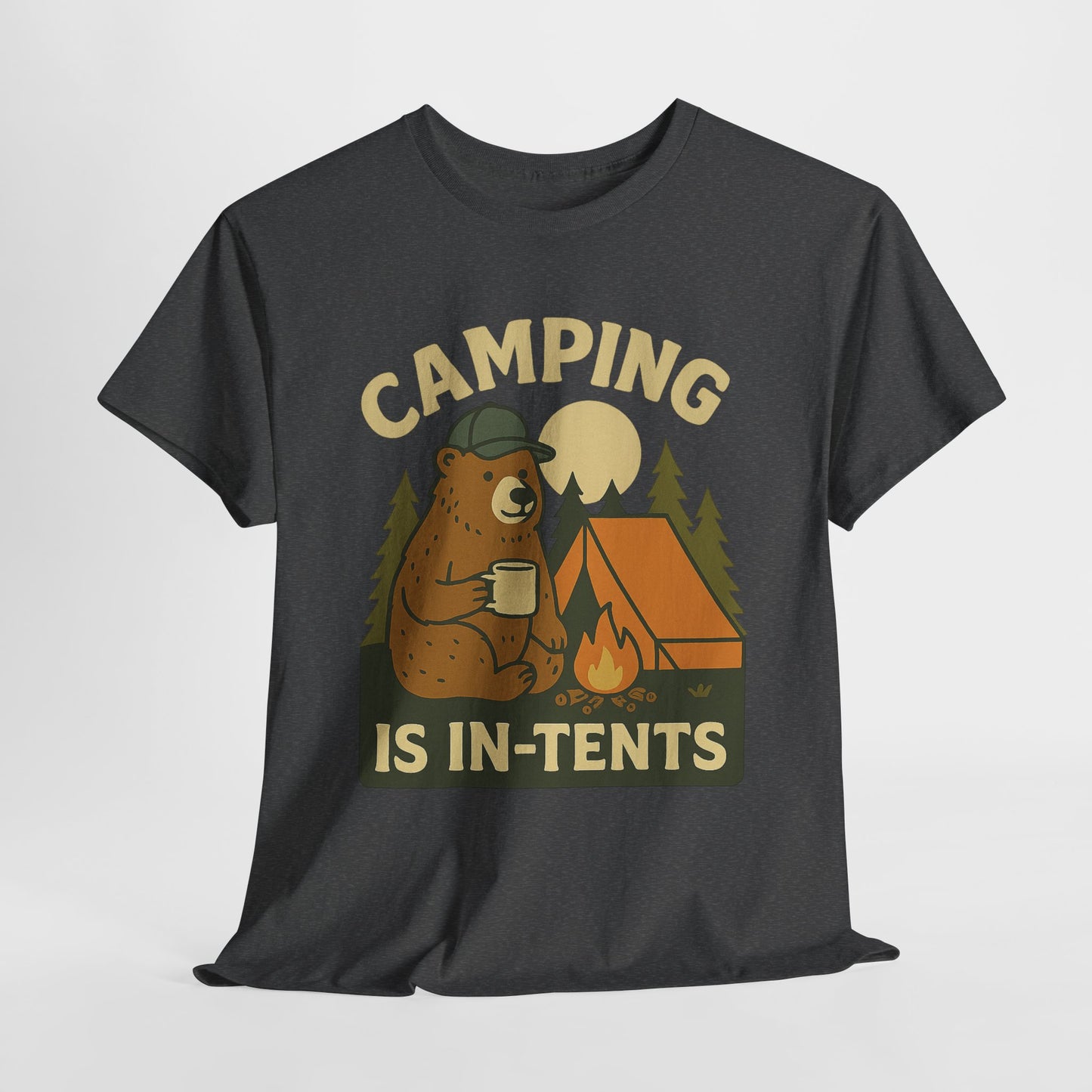 Camping Is In-Tents Funny Bear Camping Tee - Cute Outdoorsy Pun Shirt - Retro Campfire Graphic, Nature Lover Gift, Unisex Adventure Apparel