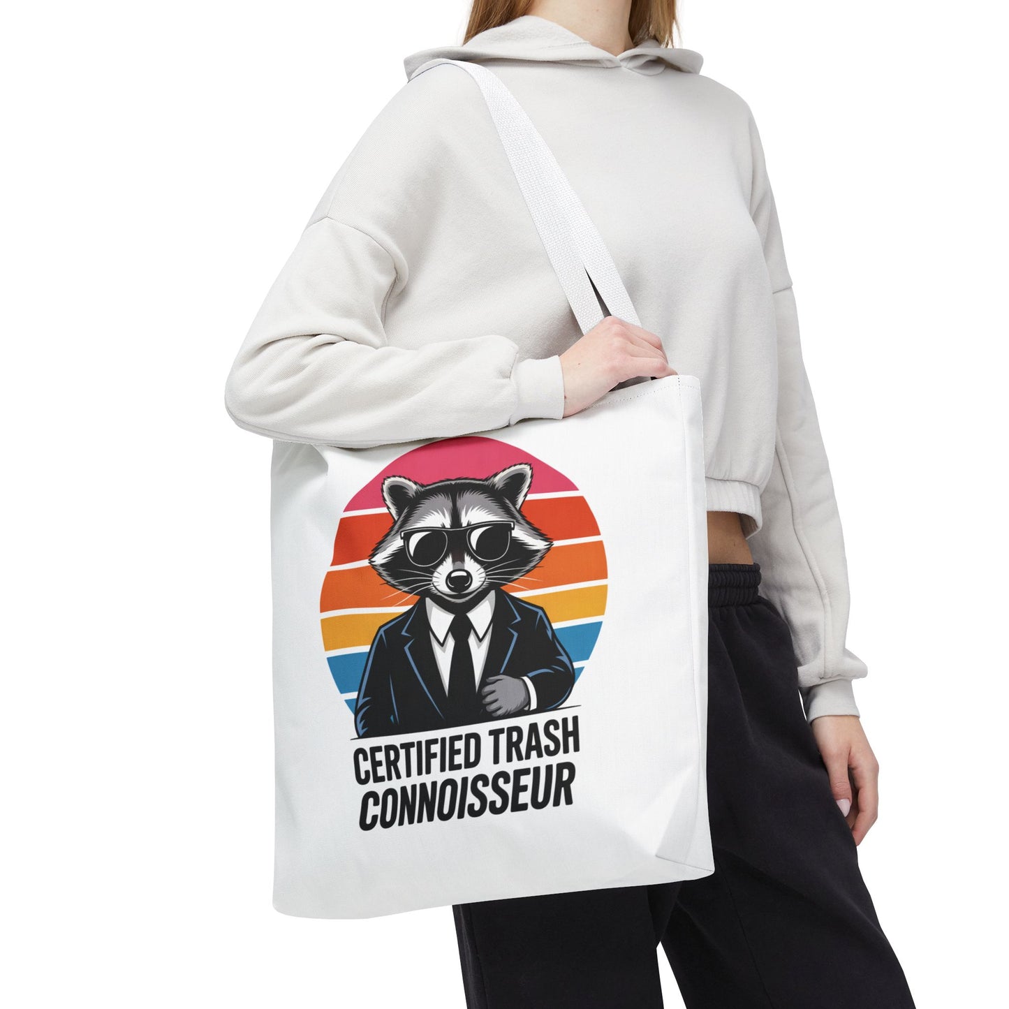 Certified Trash Connoisseur Raccoon Tote Bag Fun and Quirky Everyday Carry Trash Panda Bag