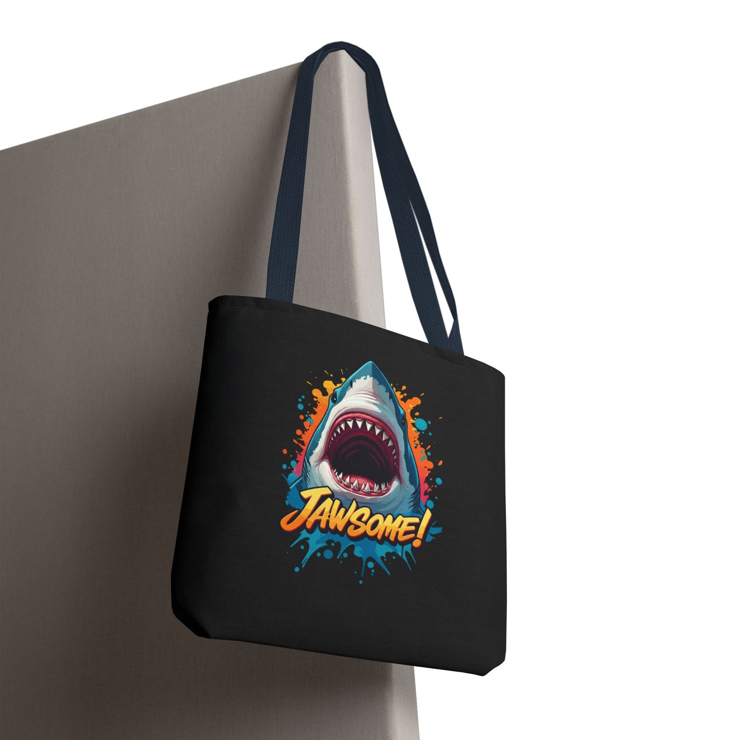 Shark Tote Bag – JAWSOME Funny Ocean Lover Bag – Durable Reusable Grocery, Beach, or Everyday Tote – Gift for Shark Fans & Sea Lovers