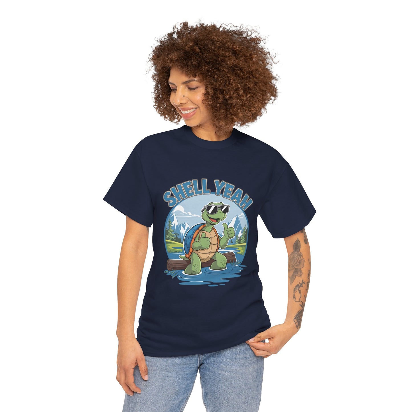 SHELL YEAH Turtle T-Shirt | Funny Cute Turtle Nature Graphic Tee | Handmade Animal Lover Gift | Eco Outdoor Adventure Shirt