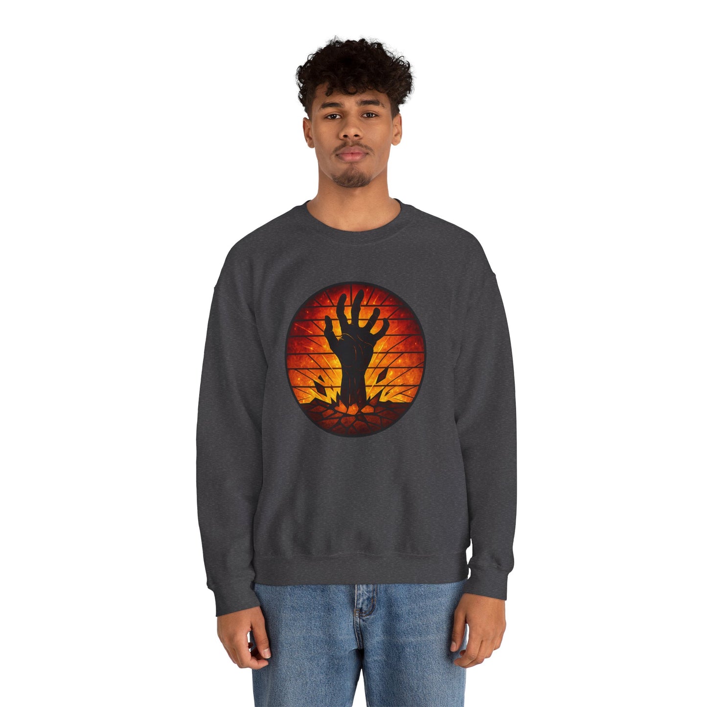 Zombie Hand Sweatshirt, Creepy Rising Hand Crewneck, Halloween Graveyard Sweatshirt, Spooky Hand Emerging, Gothic Horror Sweater