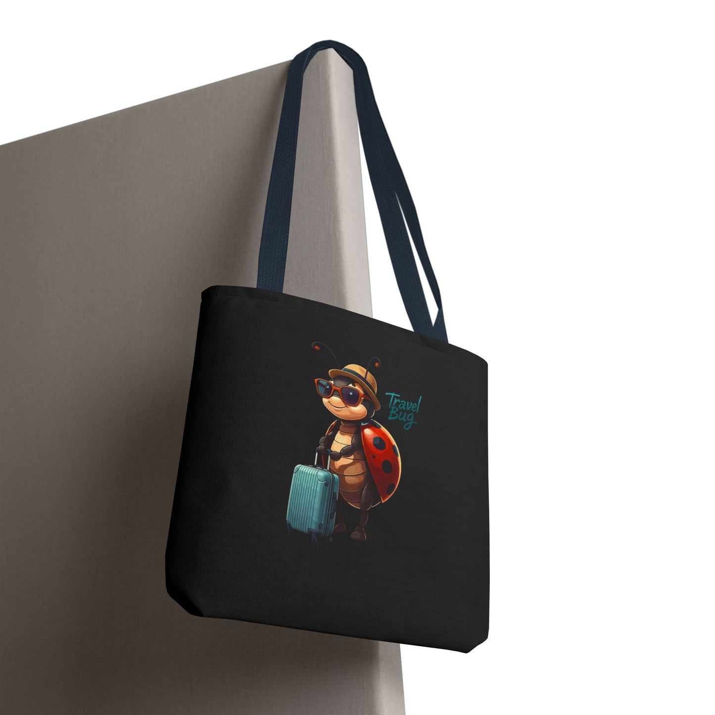 Travel Bug Tote Bag | Cute Ladybug with Suitcase Art Tote – Whimsical Travel Accessory, Aesthetic Canvas Bag | Gift for Travelers