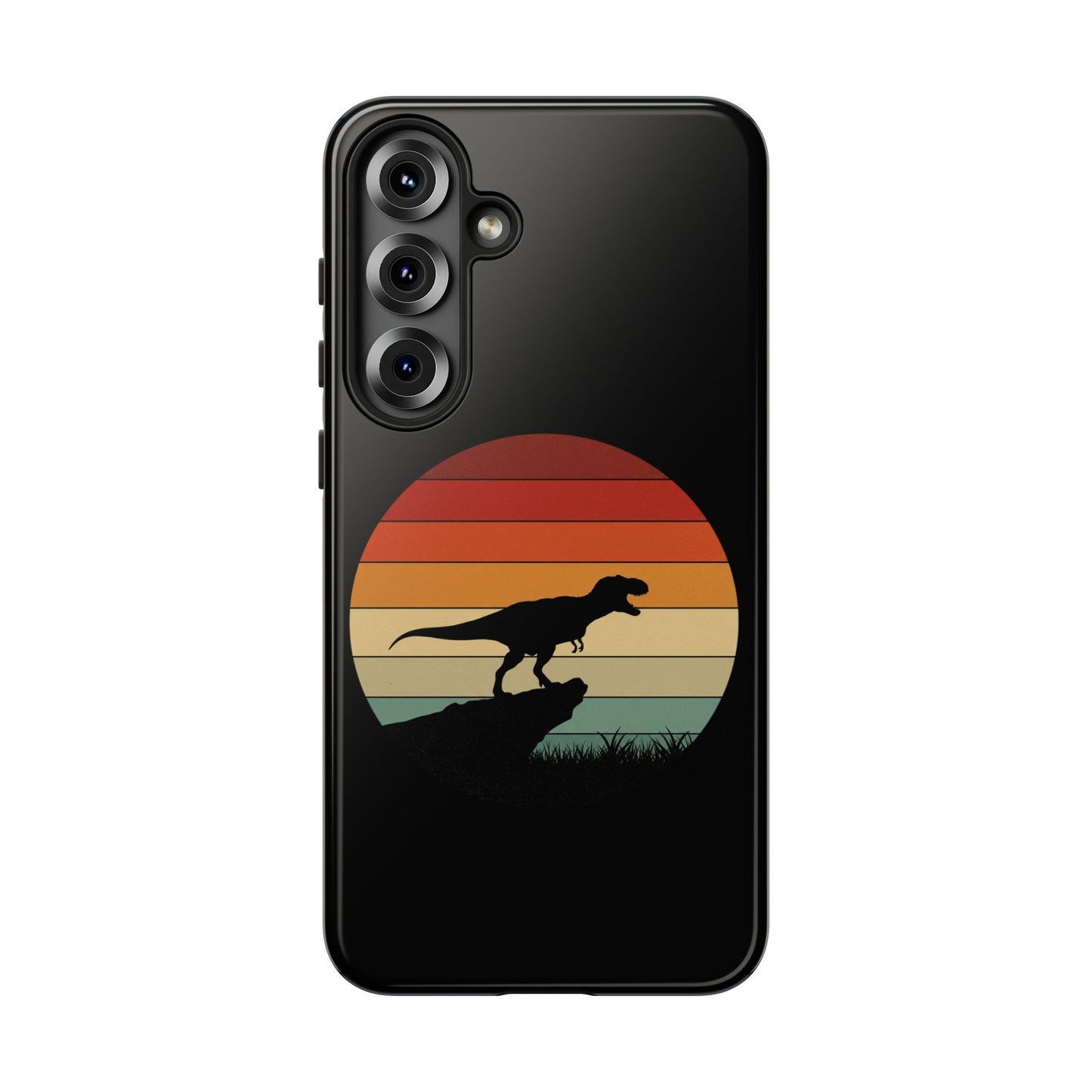 Retro Sunset Dinosaur Samsung Case | T-Rex Silhouette Vintage Gradient Cover for Galaxy S25/S24/S23 Series Dinosaur Phone Case