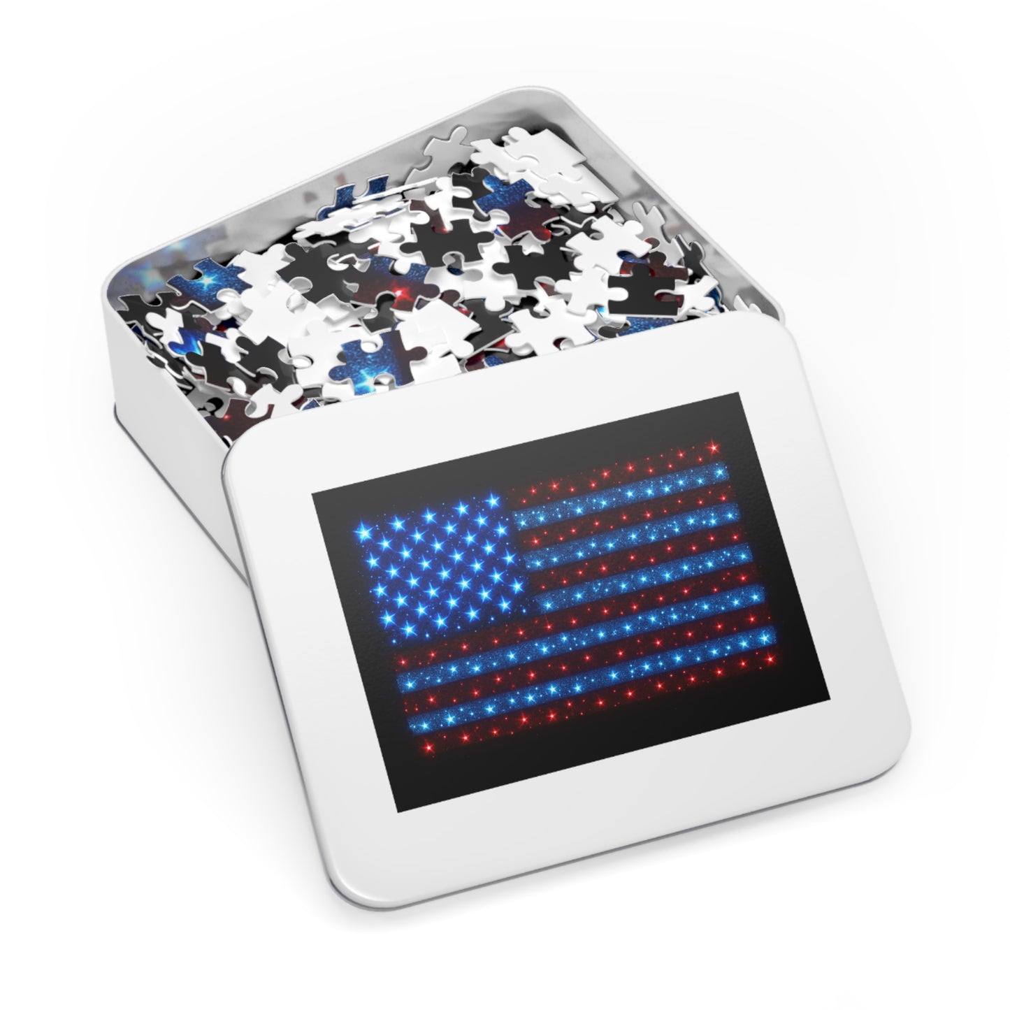 Bioluminescent USA Flag Jigsaw Puzzle - Patriotic Cosmic Puzzle 252-2000PC - Starry Red White Blue Home Decor Family Game Night Gift