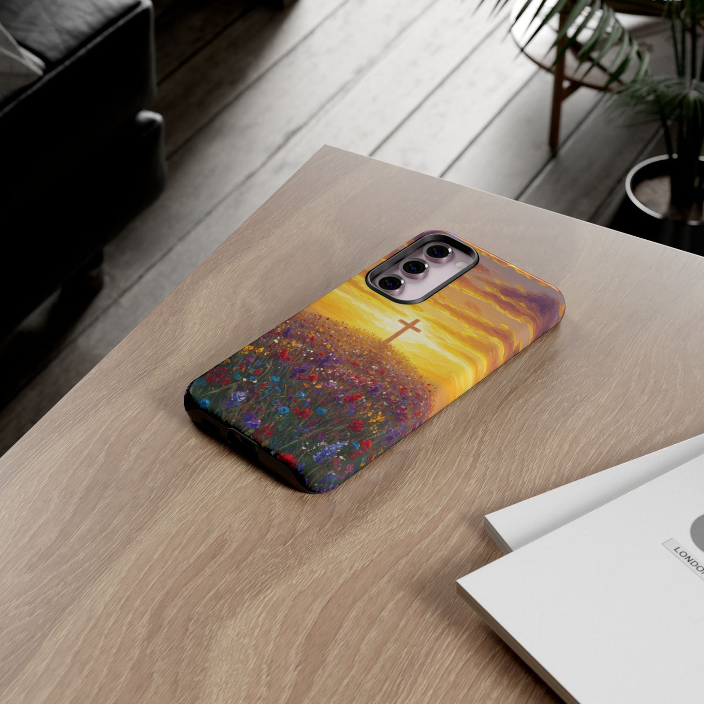 Samsung Phone Case - Monet Style Cross Christian Phone Case Spiritual Case Inspirational Samsung Case