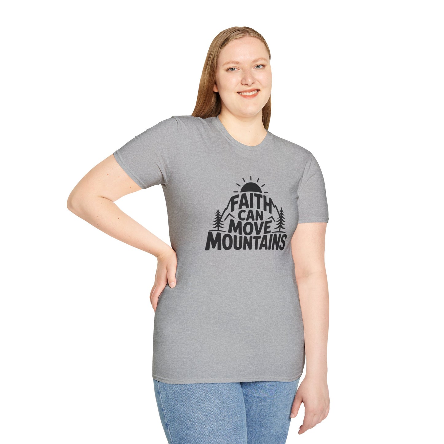 Faith Can Move Mountains T-Shirt | Christian Inspirational Mountain Tee | Boho Nature Faith Graphic Shirt | Gospel Verse Gift for Believers