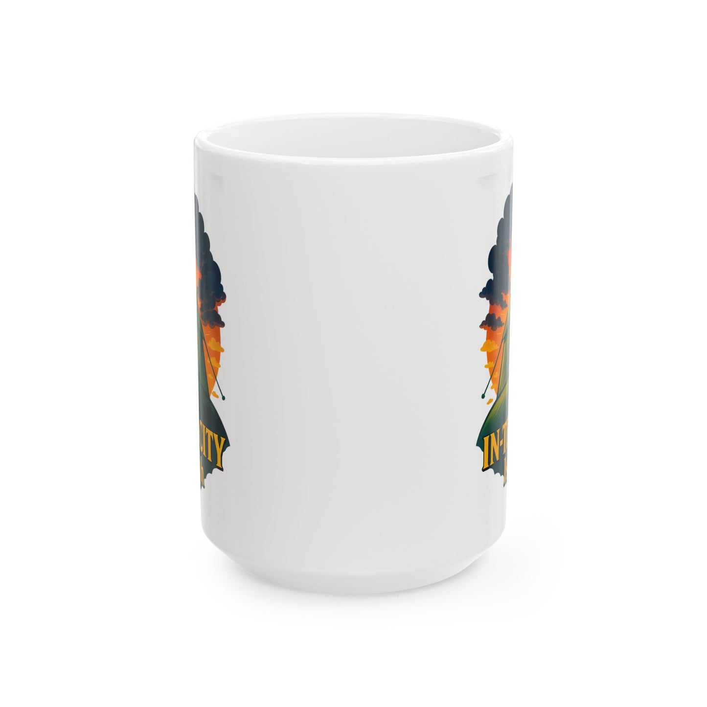 Camping Coffee Mug • The In-Tent-City Is High Pun Cup • Funny Hiking Gift • Outdoors Adventure Mug • Camper Humor Drinkware 11oz 15oz