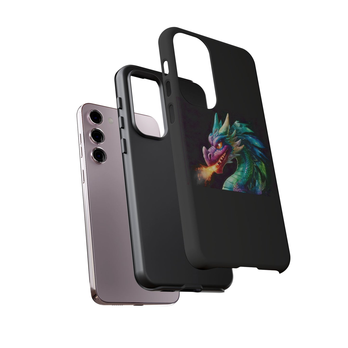Fire-Breathing Dragon Samsung Case - Tough Fantasy Art Cover - Dark Academia Aesthetic Geek Gift for Galaxy S23/S24/S25/Ultra