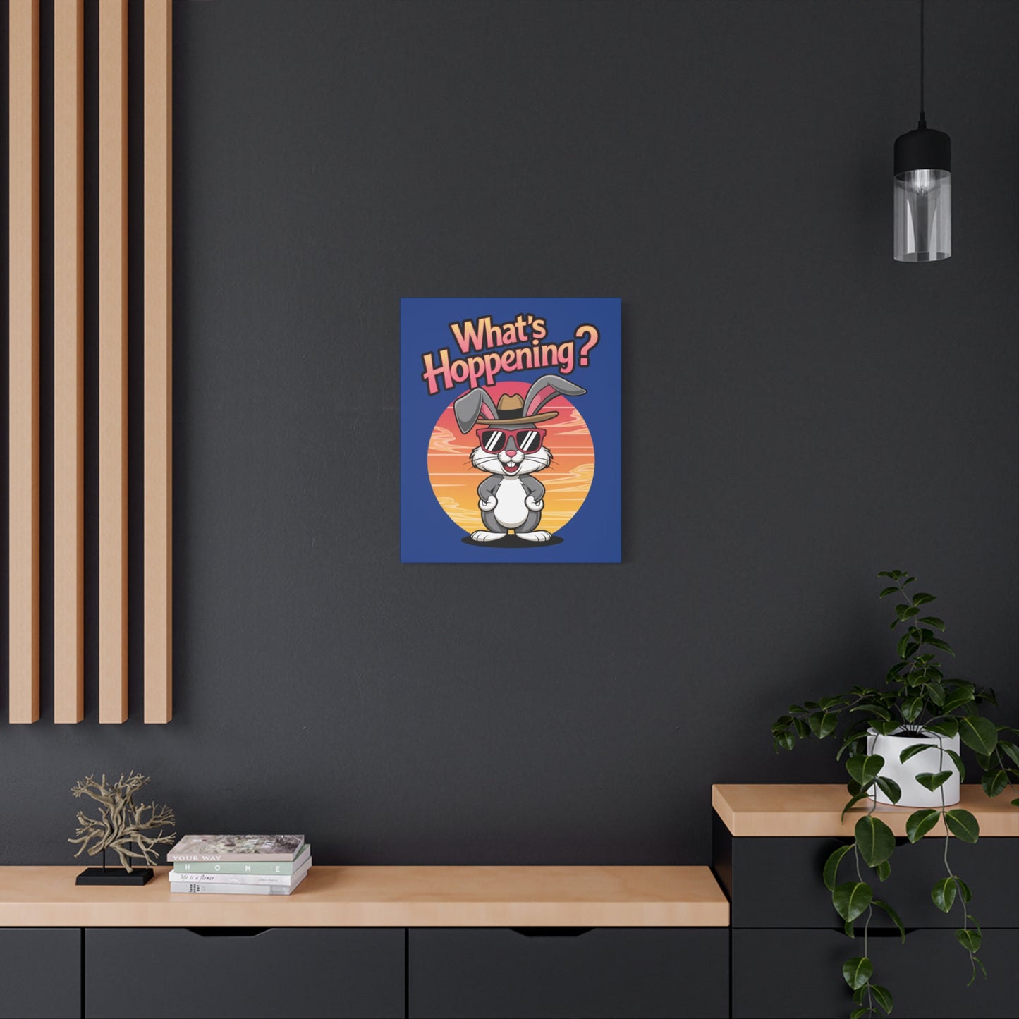 What's Hoppening Canvas Art; Bunny Art; Rabbit Canvas
