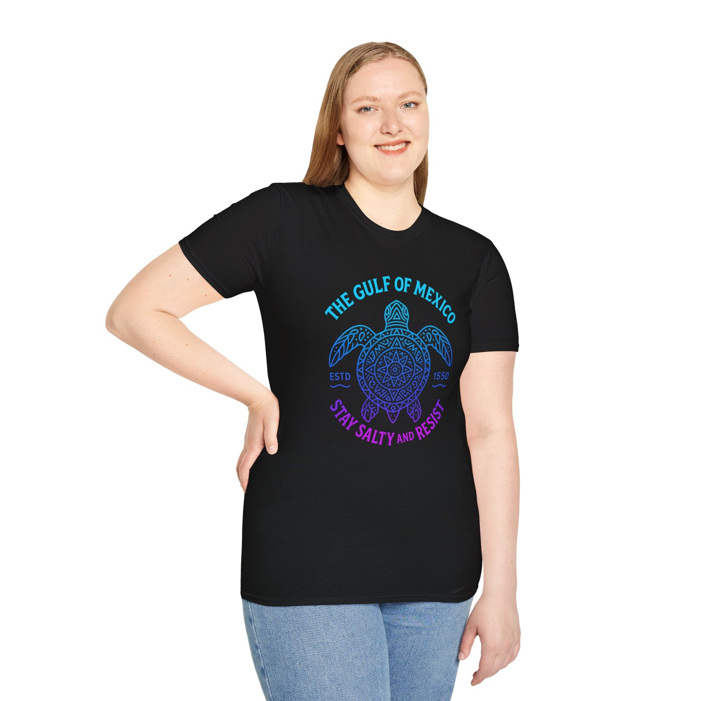 Neon Line Y2K Gulf of Mexico Sea Turtle Tee - Retro 2000s Rave Shell Shirt - Vaporwave Festival Techwear T-Shirt - Ocean Neon Streetwear