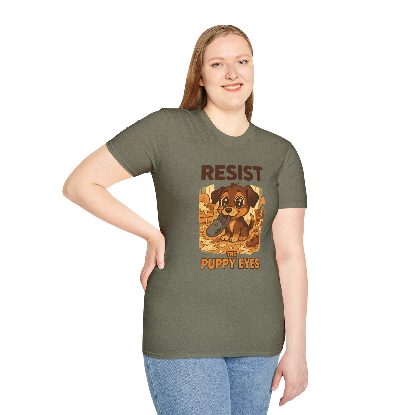 Resist the Puppy Eyes Dog Tee - Cute Puppy Eyes Graphic T-Shirt for Dog Lovers, Funny Pet Gift Shirt, Unisex Animal Lover Tee