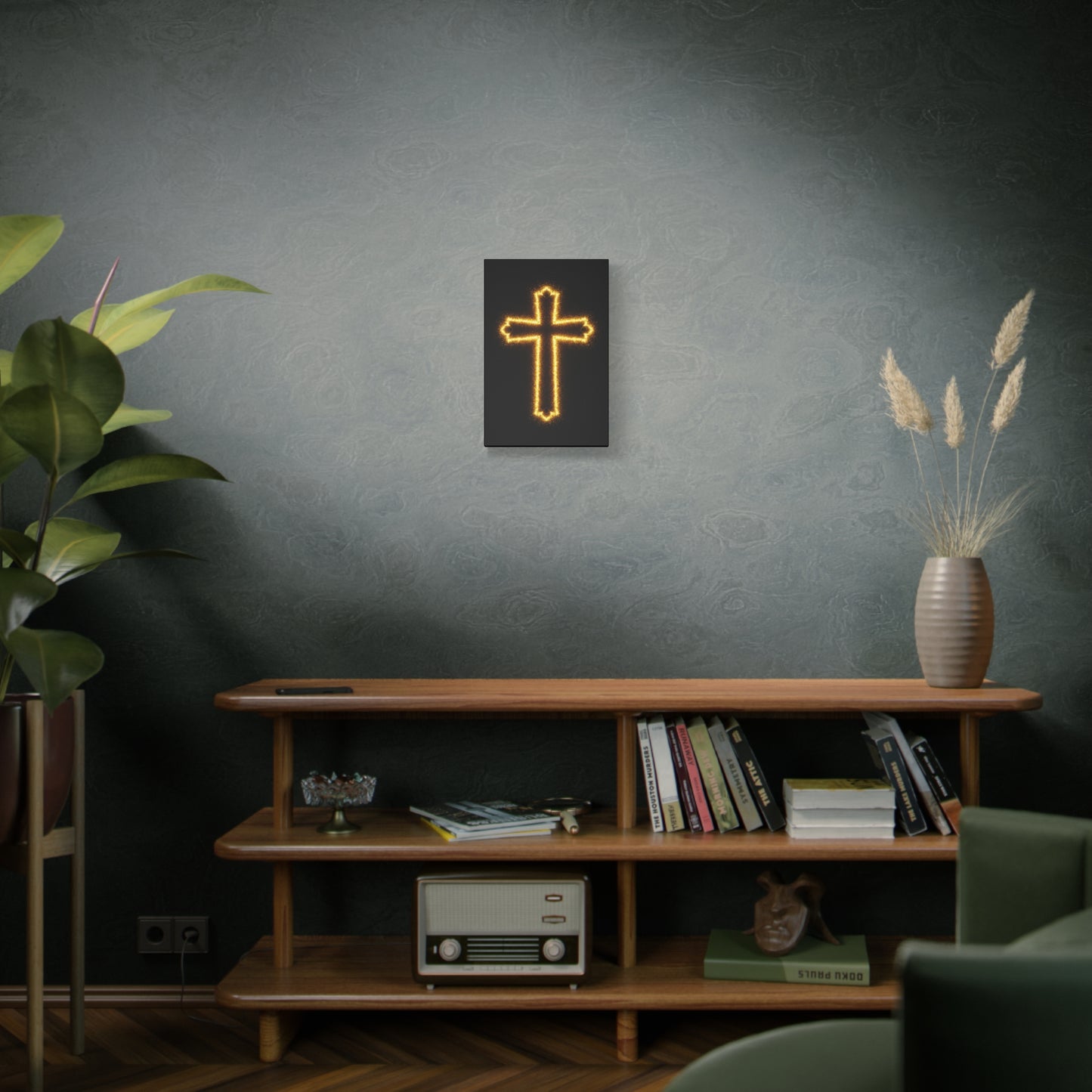 Glowing Cross Matte Canvas Wall Art