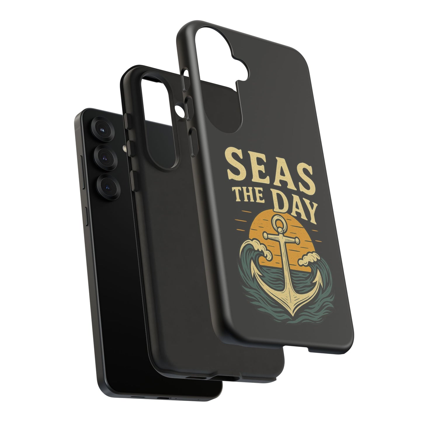 Seas the Day Samsung Case – Nautical Phone Case – Anchor Pun Gift – Ocean Lover Accessory – Motivational Phone Cover – Beach Vibes Case