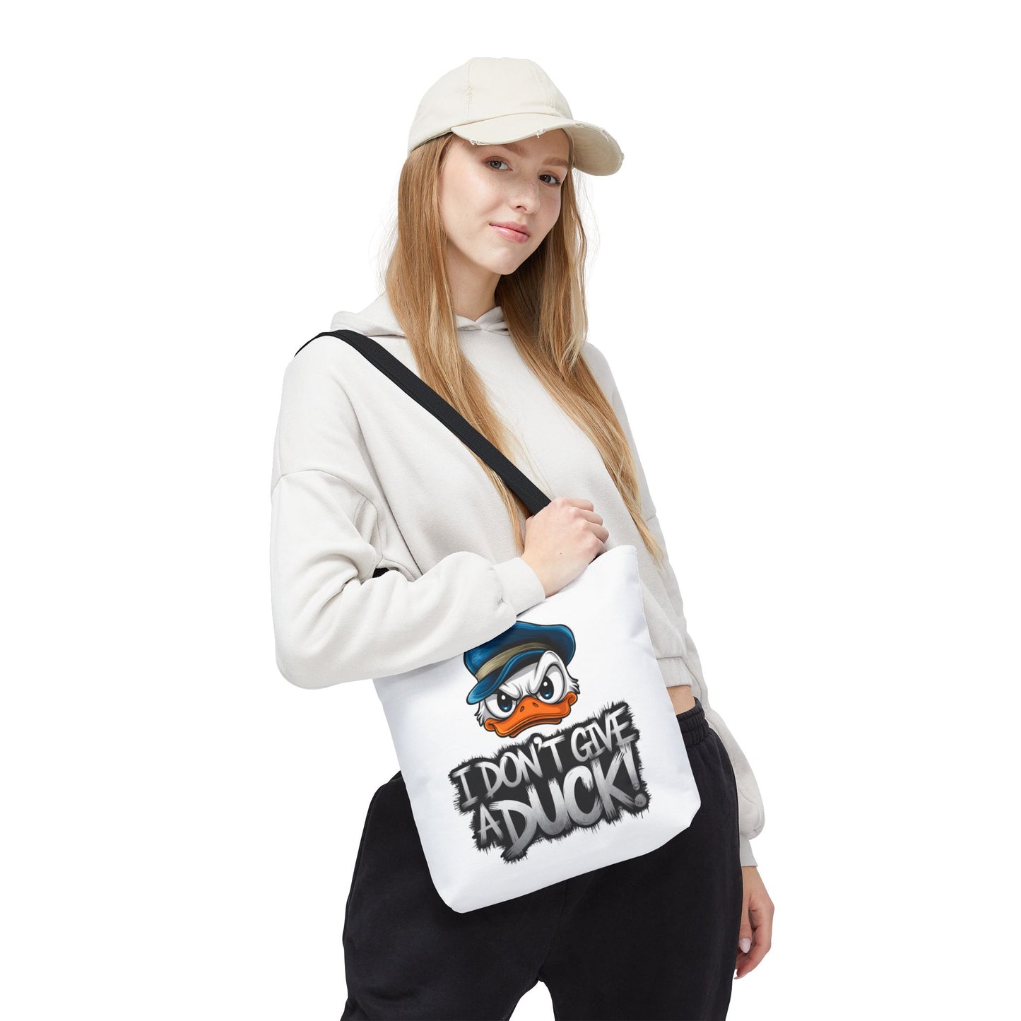 Funny Grumpy Duck Tote Bag | I Don’t Give A Duck Canvas Tote | Eco Reusable Cotton Gift Tote | Cute Animal Humor Market Bag