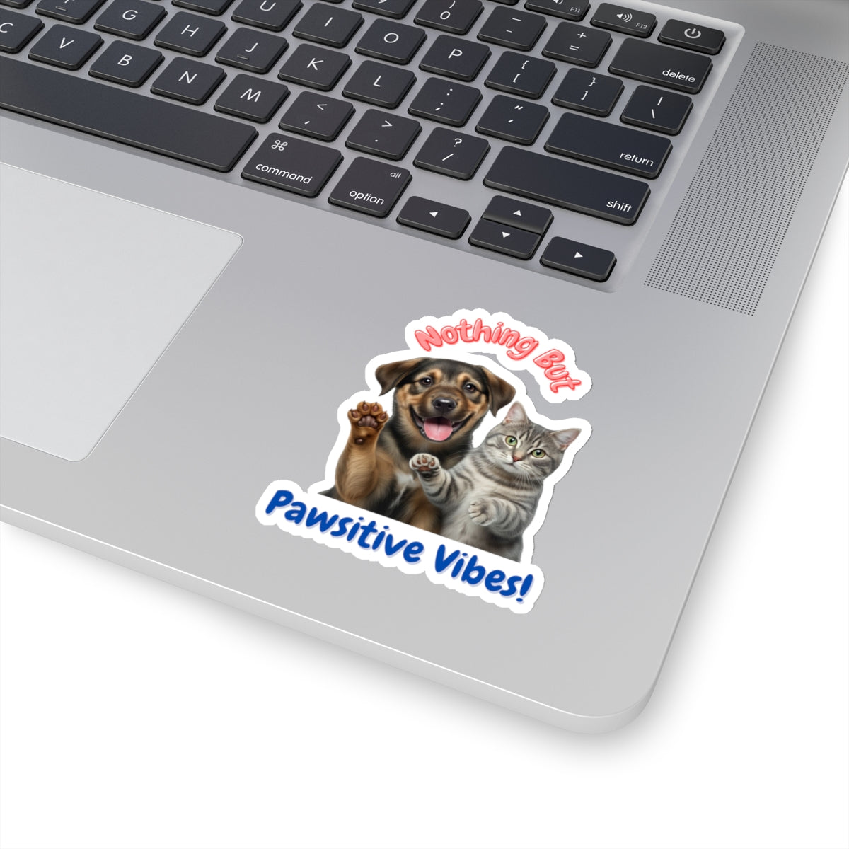 Sticker: Pawsitive Vibes Cat and Dog Pun