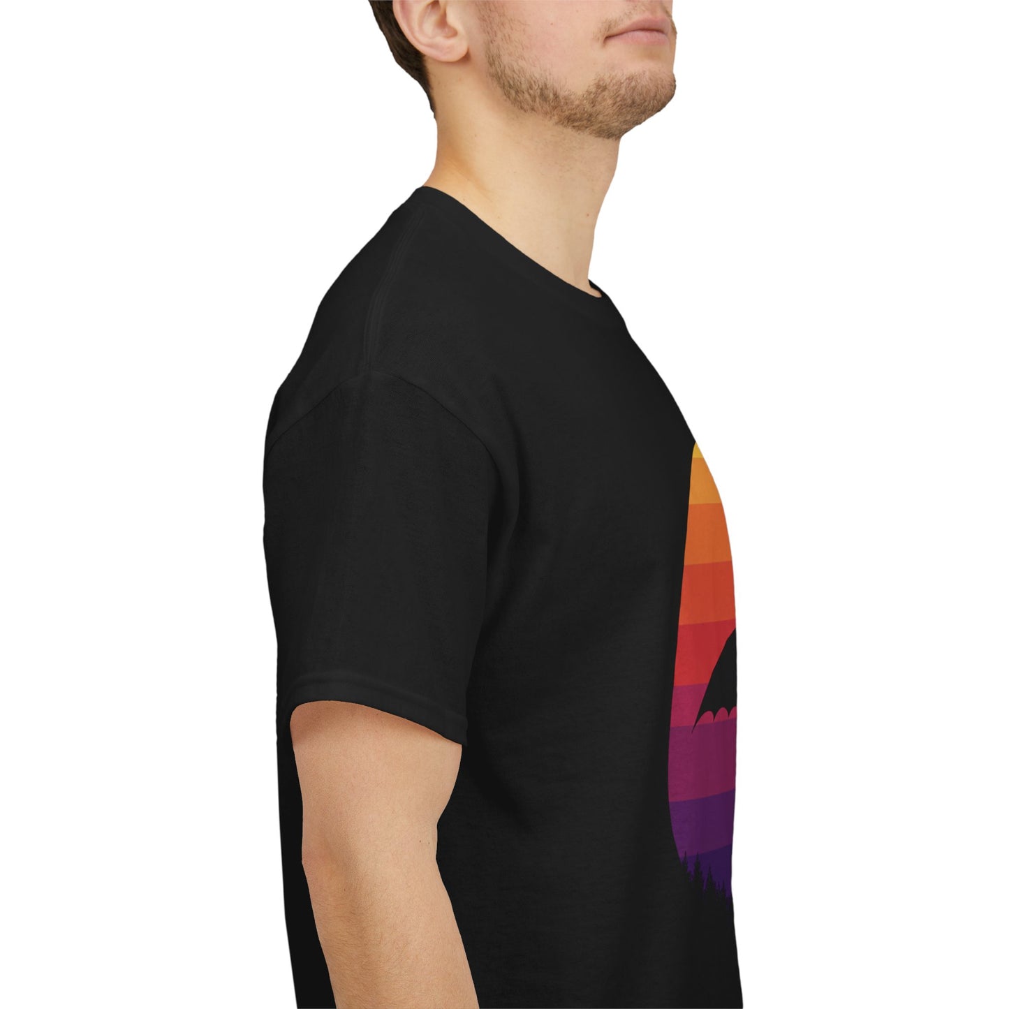 Night Dragon Sunset T-Shirt | Retro Dragon Silhouette Tee | Fantasy Dragon Shirt | Unisex Graphic Tee | Gift for Dragon Lovers
