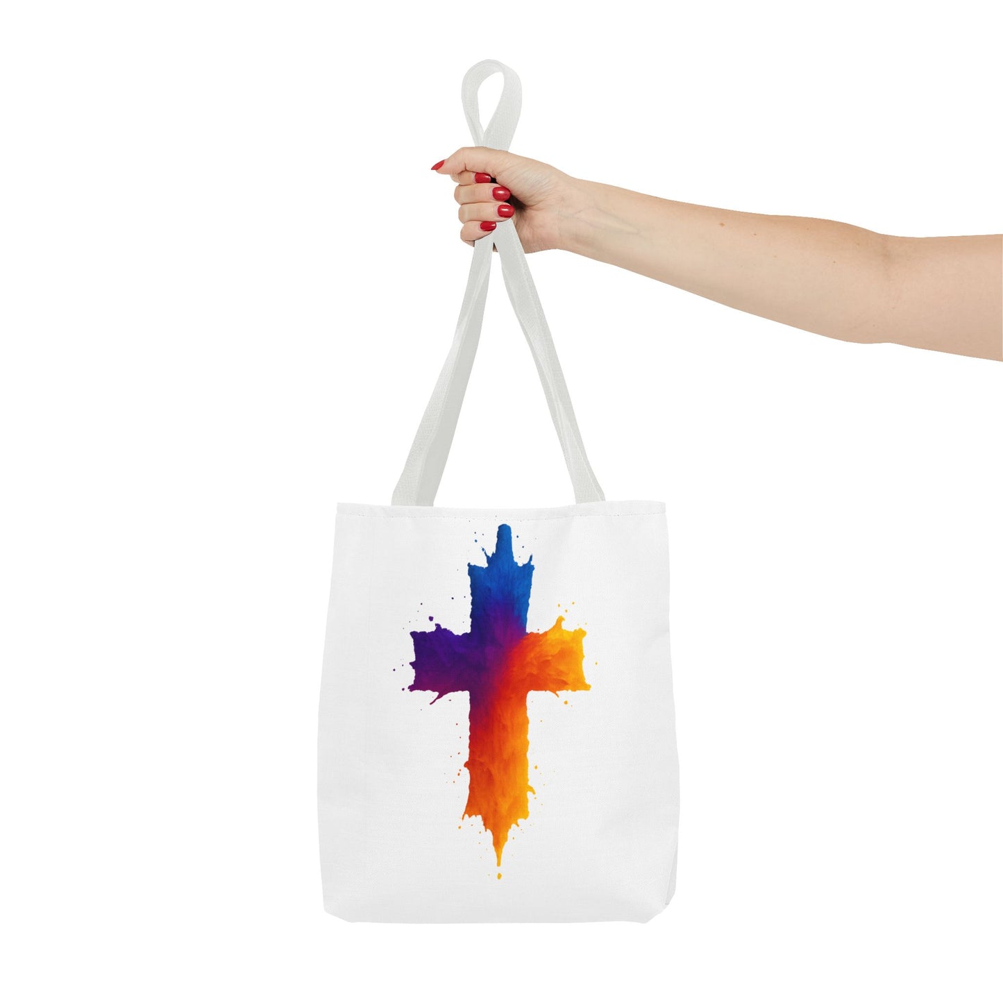 Watercolor Cross Tote Bag, Faith Tote, Christian Gift Bag, Religious Art Shoulder Bag, Inspirational Everyday Carry, Spiritual Cross Design Tote
