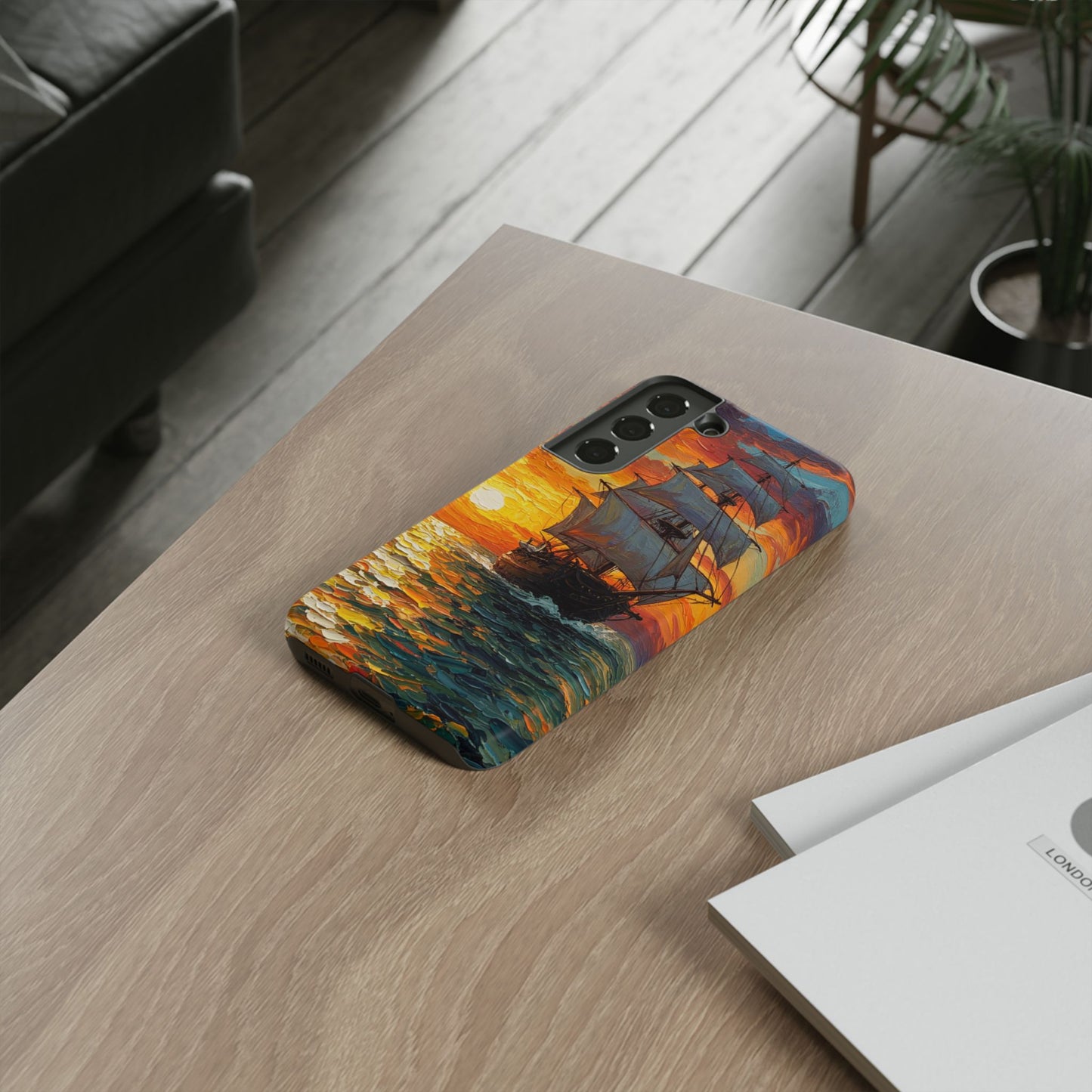 Samsung Galaxy Case - Ship Sailing at Sunset Design
