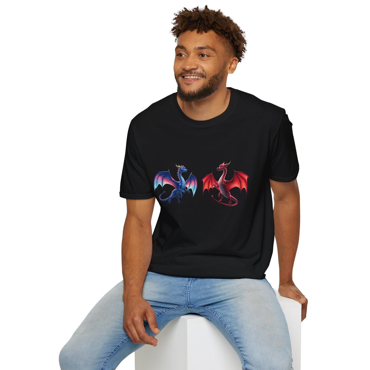 Dragon Duel Fantasy T-Shirt | Fire & Ice Dragon Graphic Tee | Unisex Gamer Shirt | DnD Gift | Cool Mythical Creature Shirt