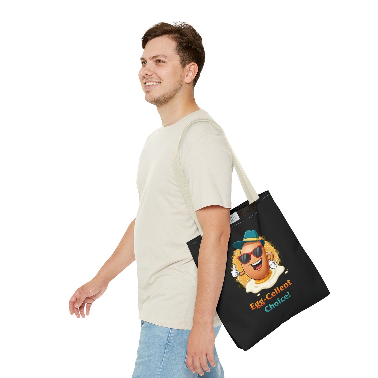 Tote Bag: Egg-Cellent Choice Thumbs Up Pun Design