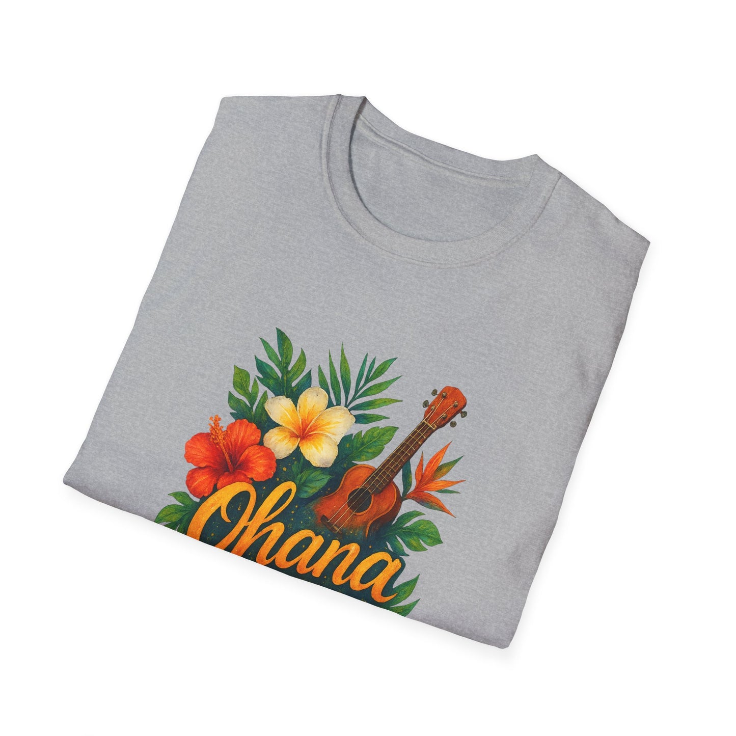 Ohana Hawaiian Shirt | Tropical Family T-Shirt | Luau Vacation Tee | Aloha Summer Shirt | Ukulele Turtle Floral Beach Gift