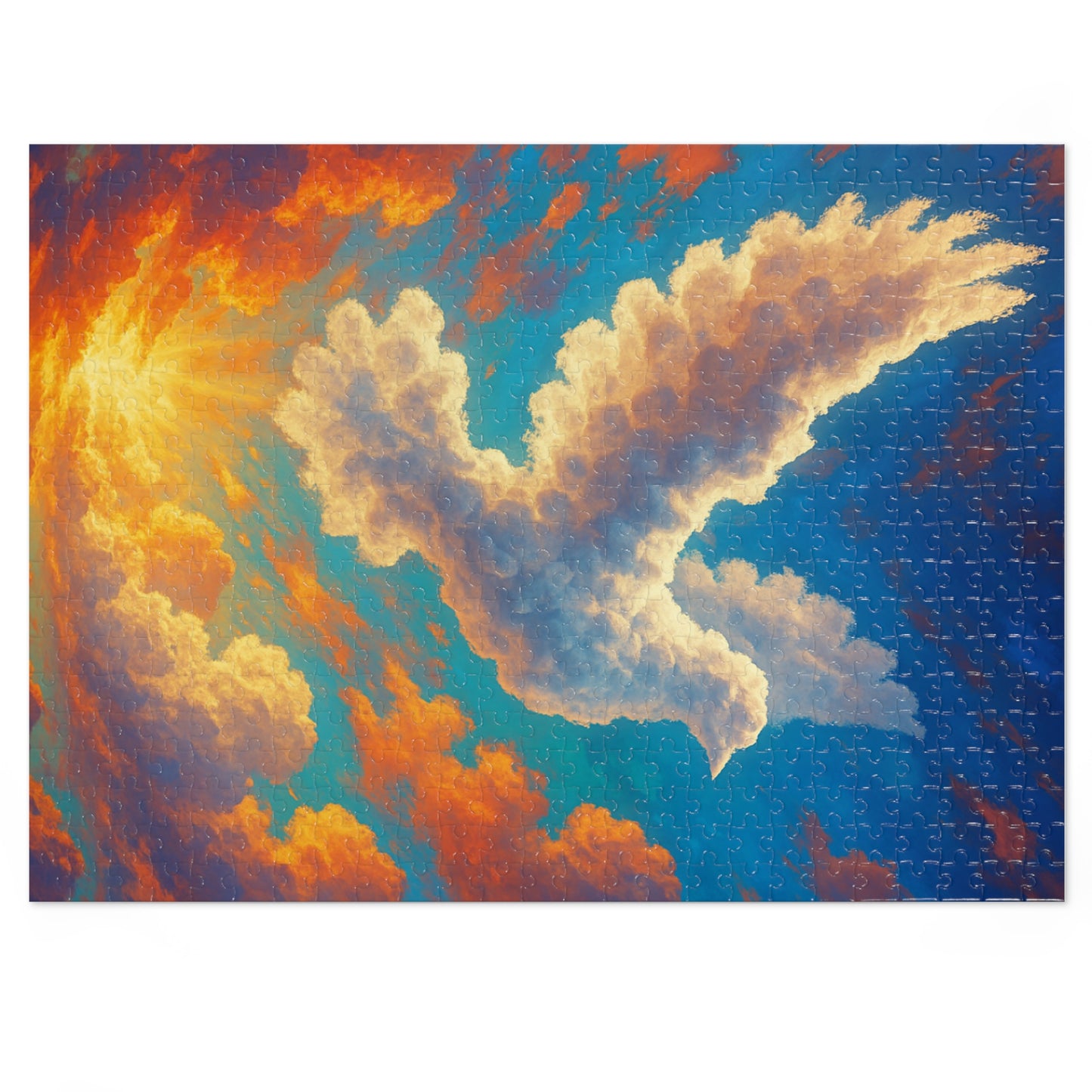Jigsaw Puzzle: Cloud Dove Sunset Scene Inspirational Game Christian Puzzle Spiritual Jigsaw Religious Puzzle
