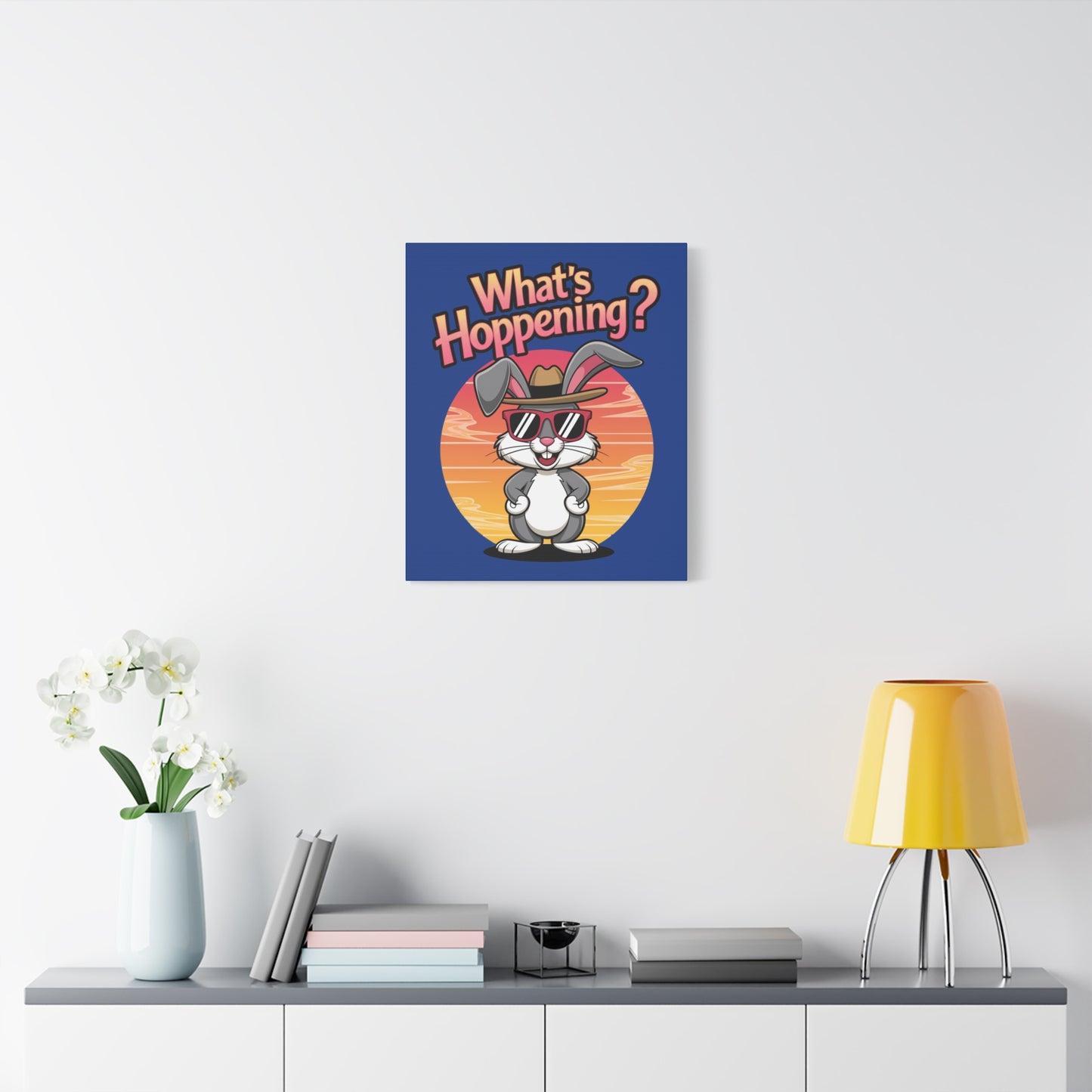 What's Hoppening Canvas Art; Bunny Art; Rabbit Canvas