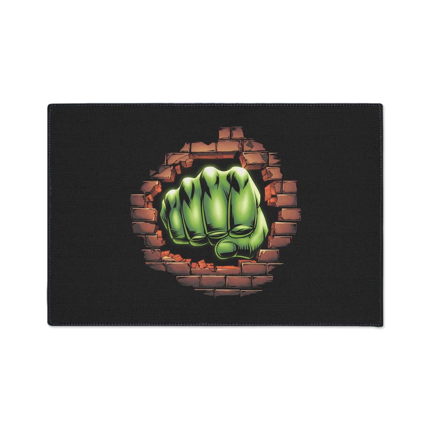 Green Fist Floor Mat Geeky Home Decor Comic Book Gift Welcome Mat Door Mat