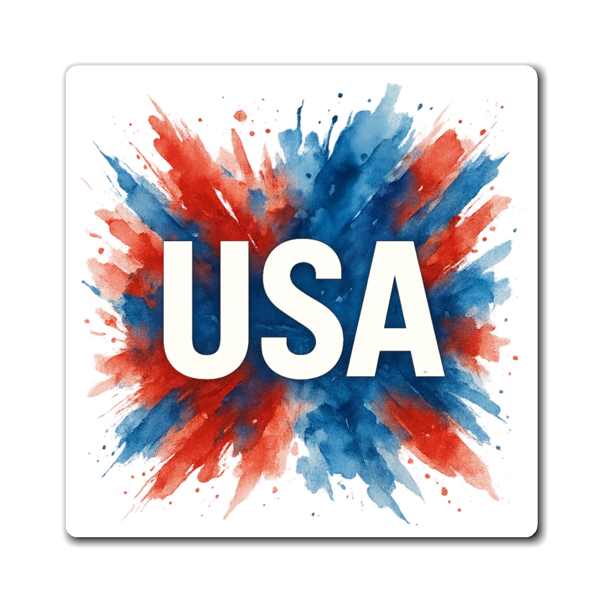 USA Magnet - Matte Vinyl Patriotic Red White Blue Fridge Magnet, 3 Sizes, Black Magnetic Backing, 4th of July Kitchen Decor Gift
