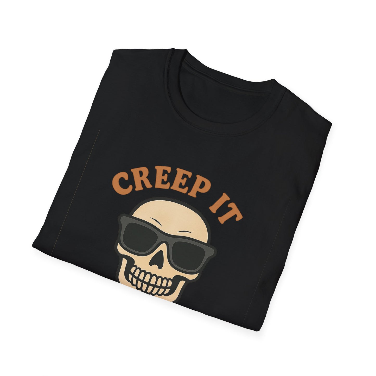 Creep It Real Shirt - Funny Skull Halloween T-Shirt, Spooky Season Graphic Tee, Cool Skeleton with Sunglasses, Humorous Fall Top
