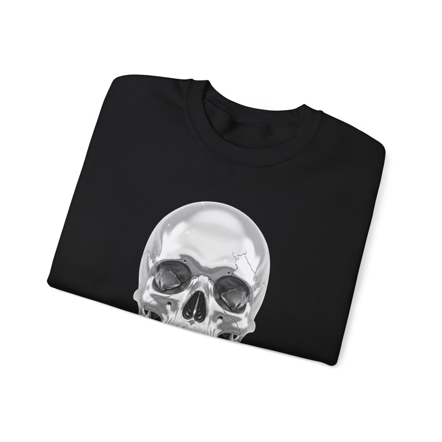 Silver Skull Sweatshirt, Gothic Skull Crewneck, Retro Skull Sweatshirt, Vintage Skull Graphic, Halloween Rock Pullover