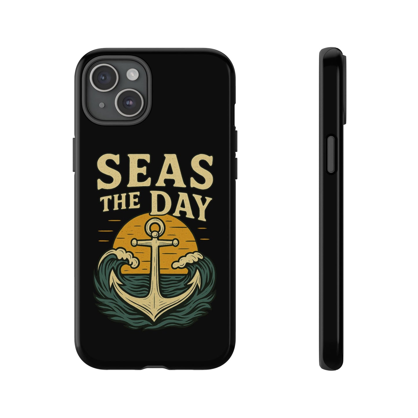 Seas the Day iPhone Case – Nautical Anchor Phone Cover – Ocean Pun Gift – Beach Lover iPhone Accessory – Summer Adventure Phone Case