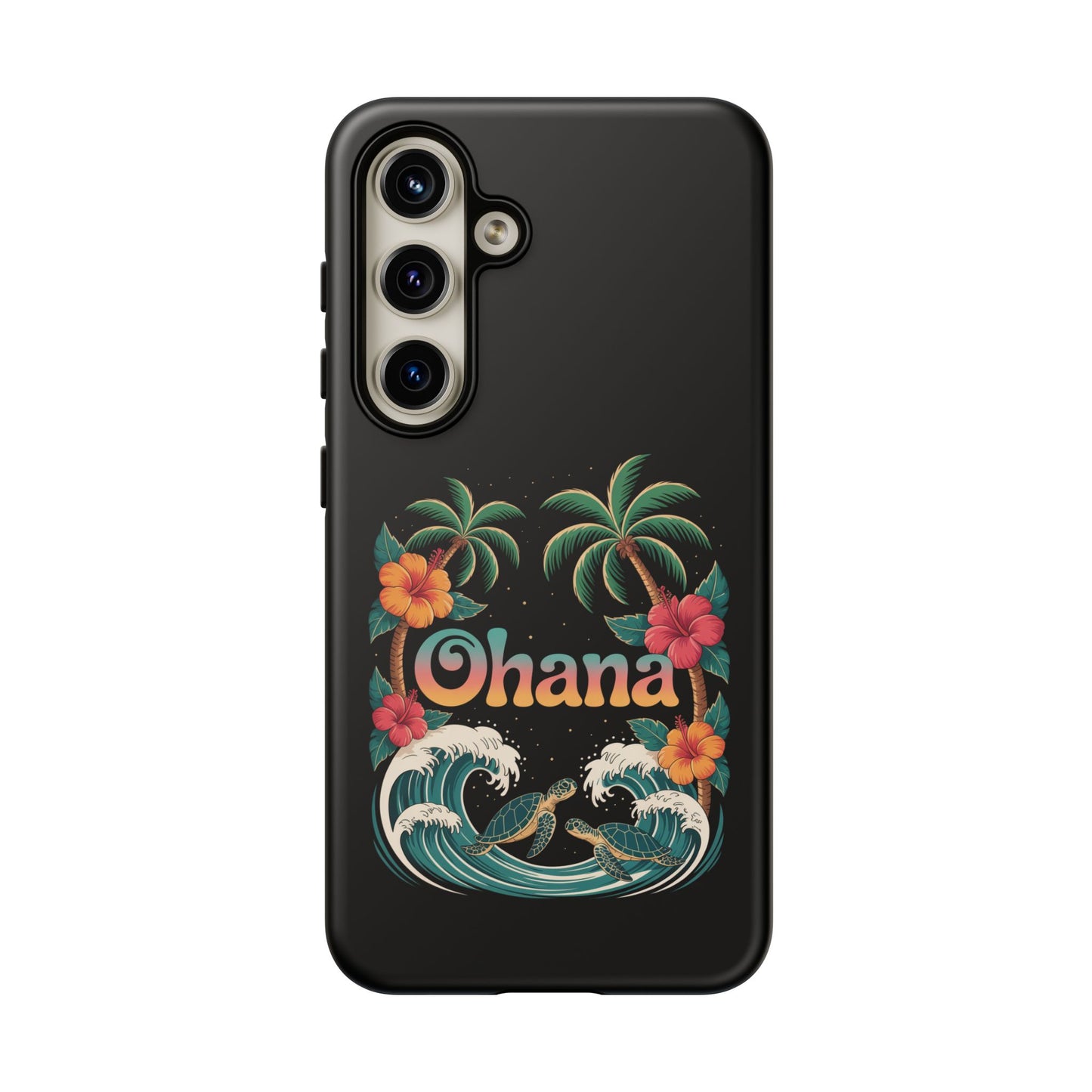 Tropical Ohana Samsung Case - Summer Beach Phone Cover - Hawaiian Palm & Hibiscus Design - Rugged & Glossy Protector for Galaxy