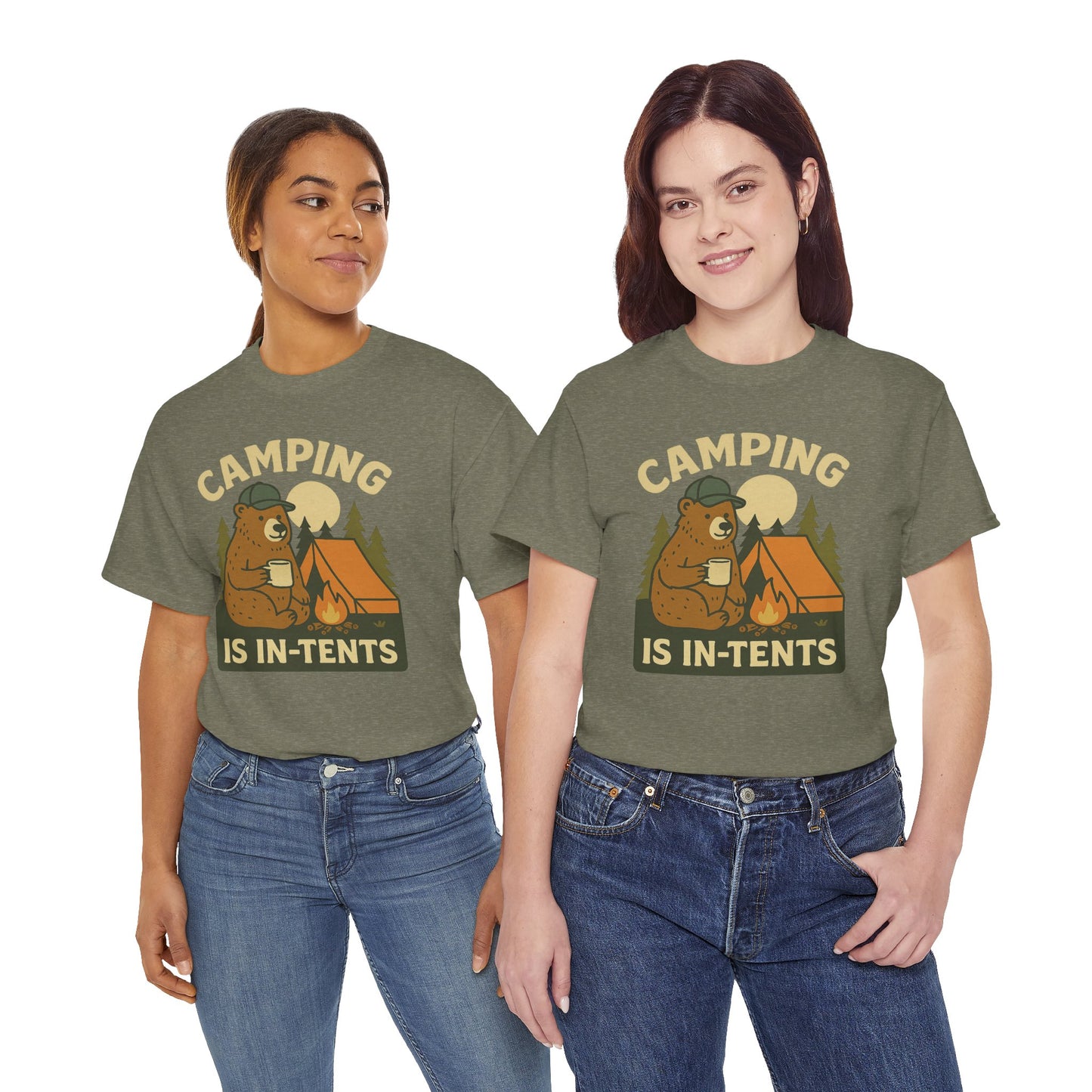 Camping Is In-Tents Funny Bear Camping Tee - Cute Outdoorsy Pun Shirt - Retro Campfire Graphic, Nature Lover Gift, Unisex Adventure Apparel