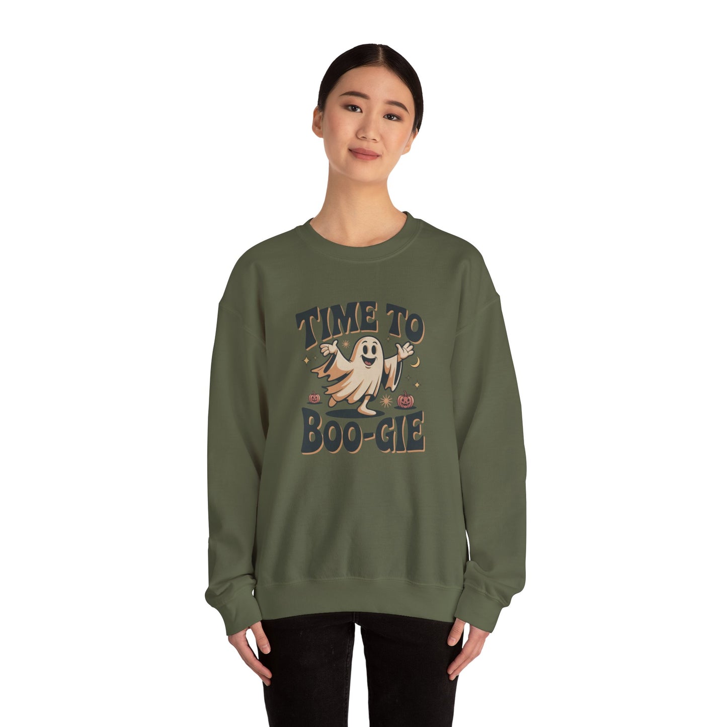Time to Boo-gie Sweatshirt, Cute Ghost Halloween Crewneck, Spooky Sayings Graphic Pullover, Boo-gie Ghost Sweater, Fall Spooky Season Outfit