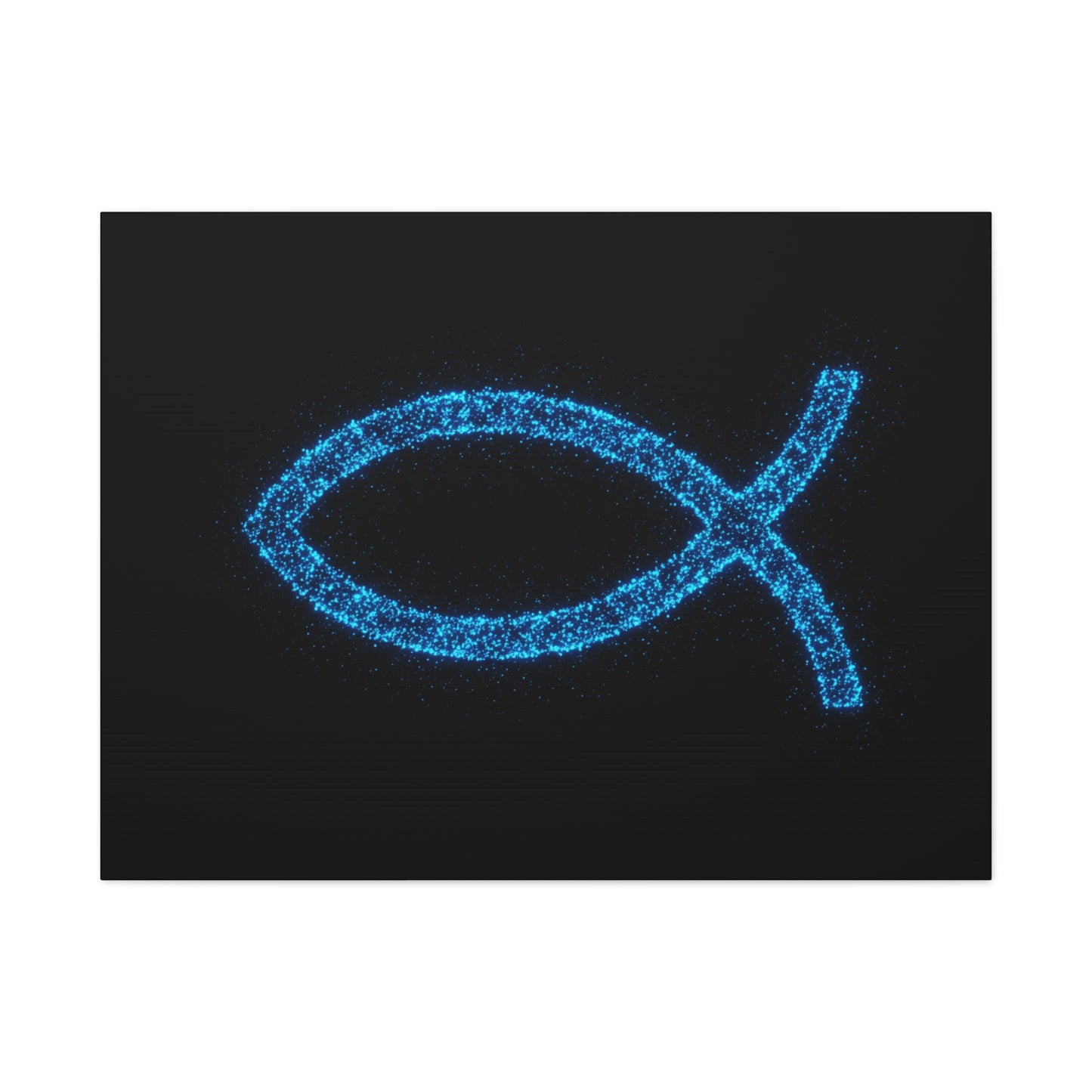 Blue Glitter Fish Symbol Matte Canvas Wall Art