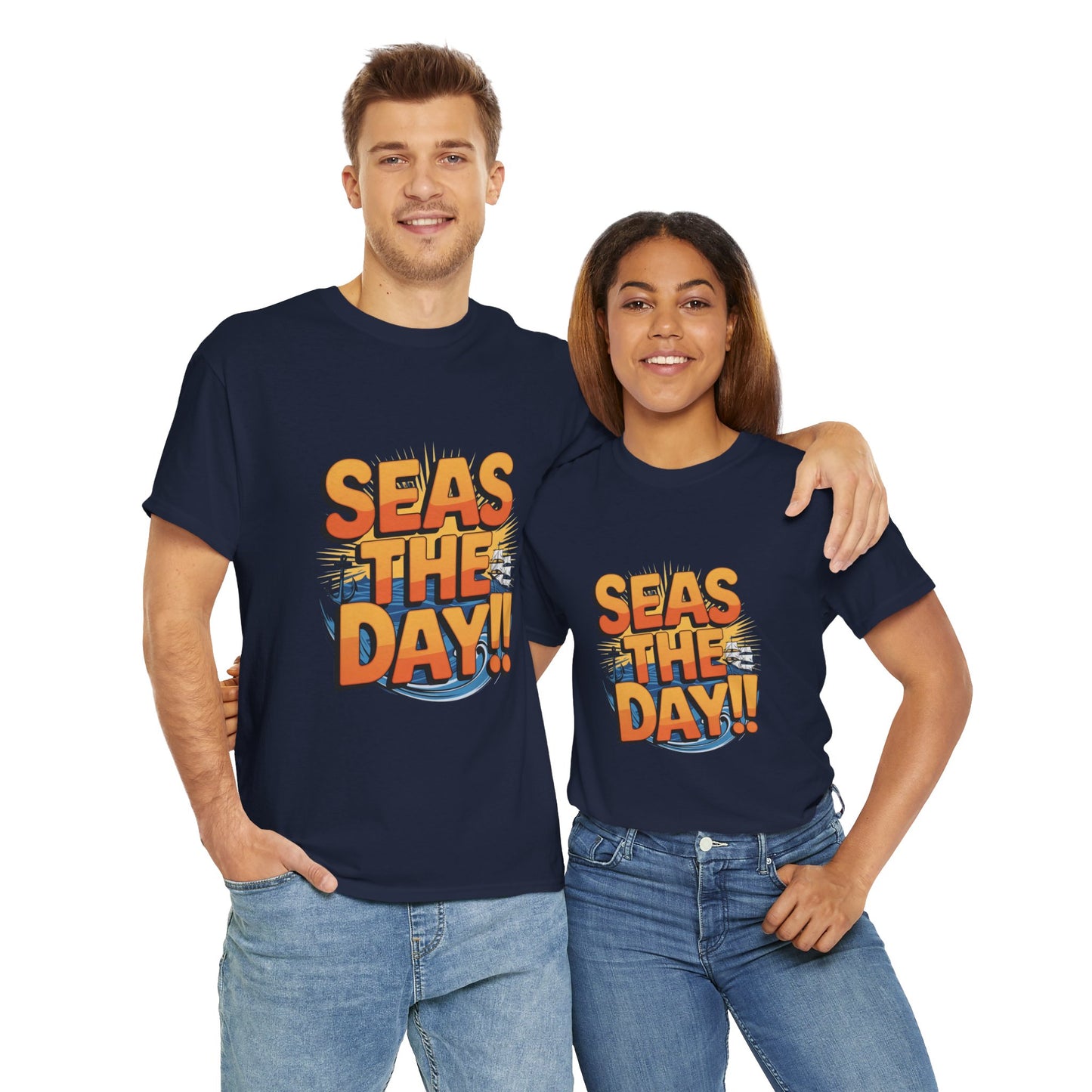 Seas The Day!! Tee • Ocean Pun Graphic Shirt • Comfort Colors Unisex Beachy Vibes • Nautical Aesthetic • Gift for Sea Lovers & Summer Vacays