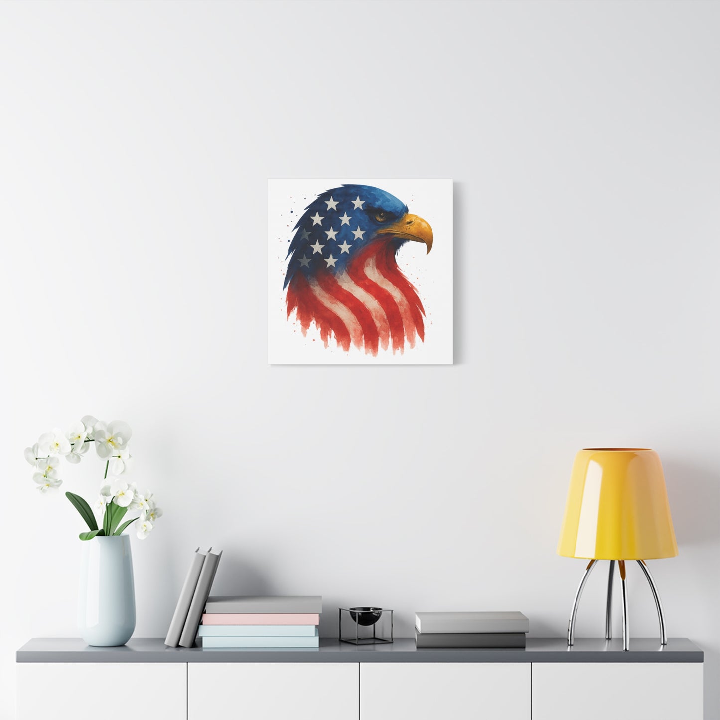 Patriotic Eagle Canvas Wall Art - American Flag Eagle Print - 4th of July Decor, USA Home and Office Gift - Ready to Hang Canvas Art
