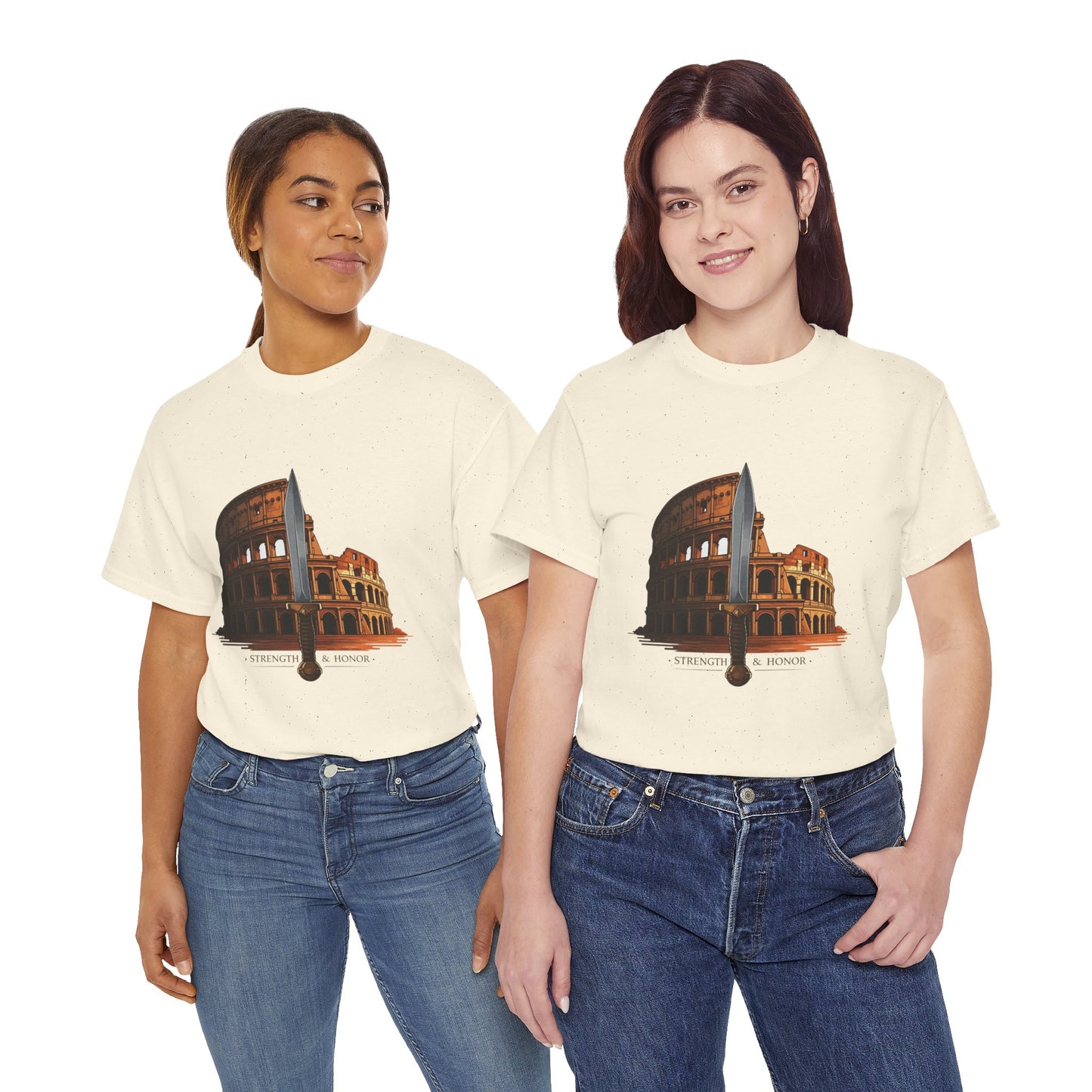 Strength & Honor Gladiator Shirt – Roman Colosseum Sword Graphic Tee – Ancient Rome History T-Shirt for Gladiator & Travel Fans