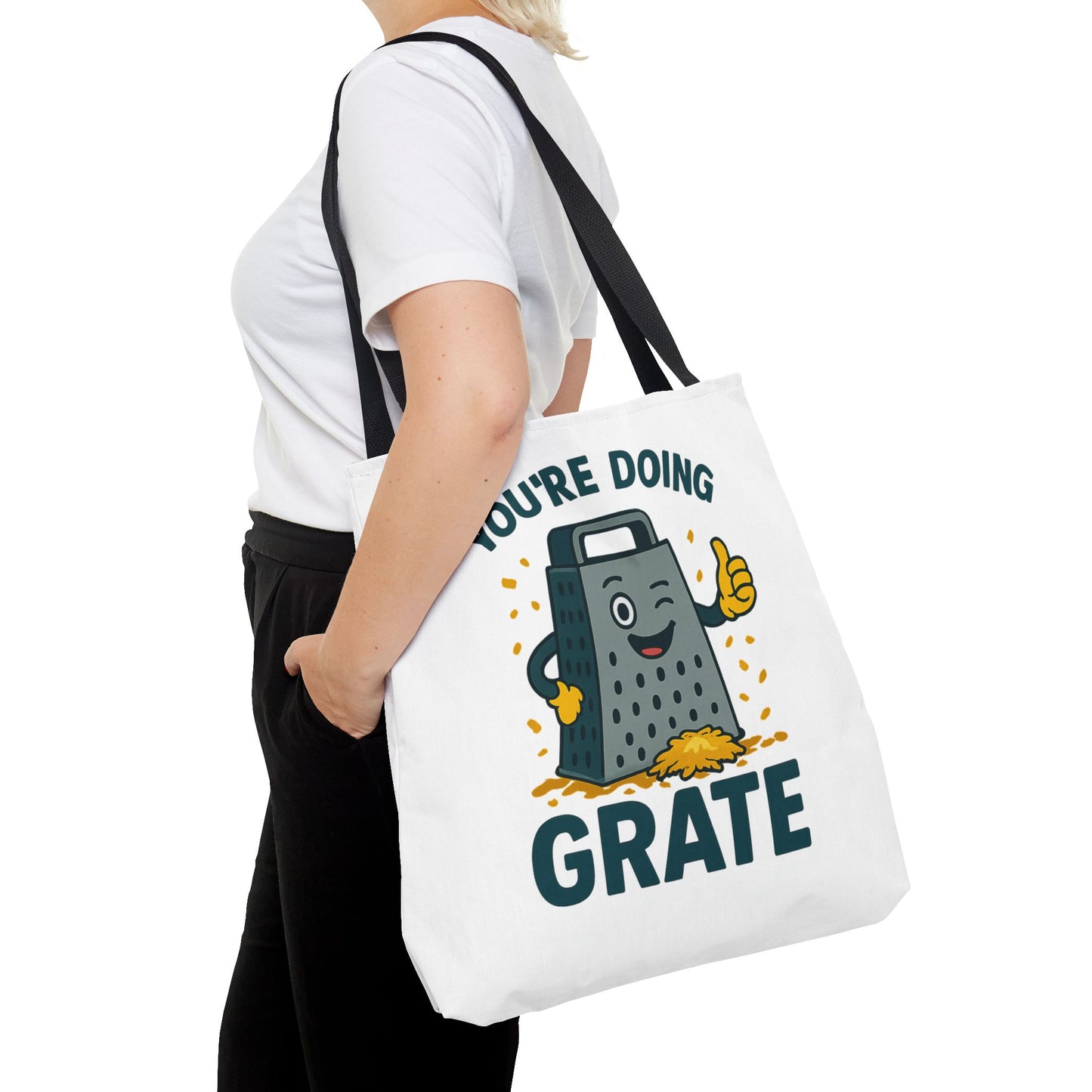 Funny Cheese Pun Tote Bag – “You’re Doing Grate” Grocery Bag | Cute Gift for Coworkers, Teachers, Food Lovers & Everyday Motivation