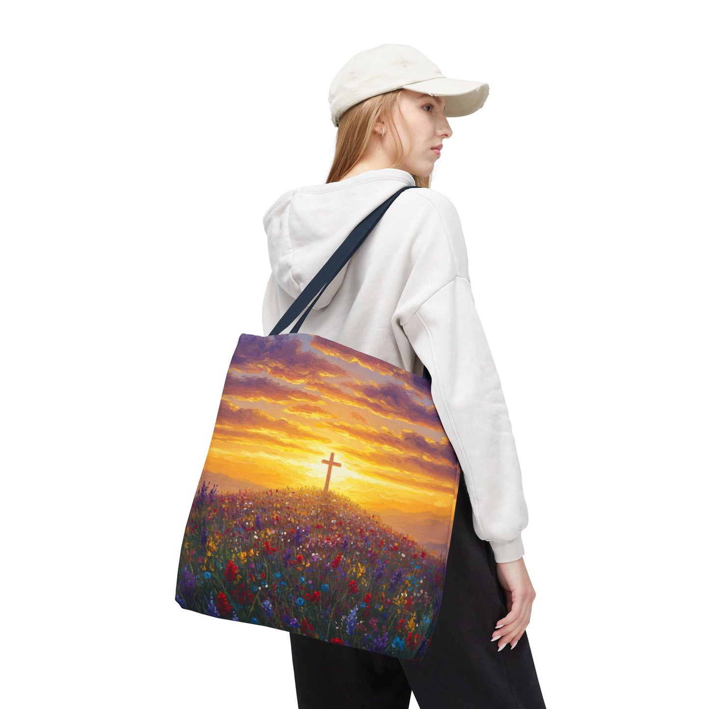 Cross Painted Tote Bag Christian Bag Inspirational Tote Spiritual Bag Religious Tote Bag