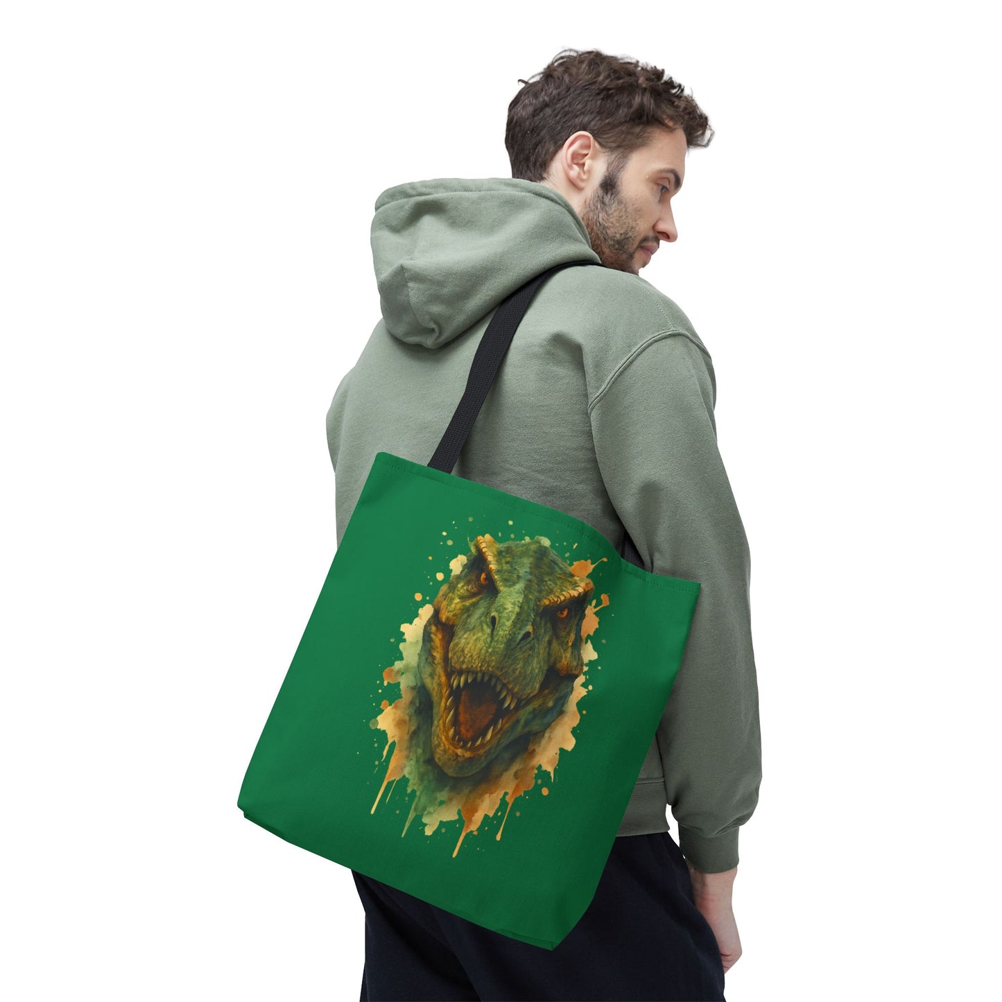 Watercolor T-Rex Tote Bag - Eco Canvas Dino Shopper, Dinosaur Lover Gift, Book Bag, Reusable Grocery Tote - Aesthetic Paleontology Art