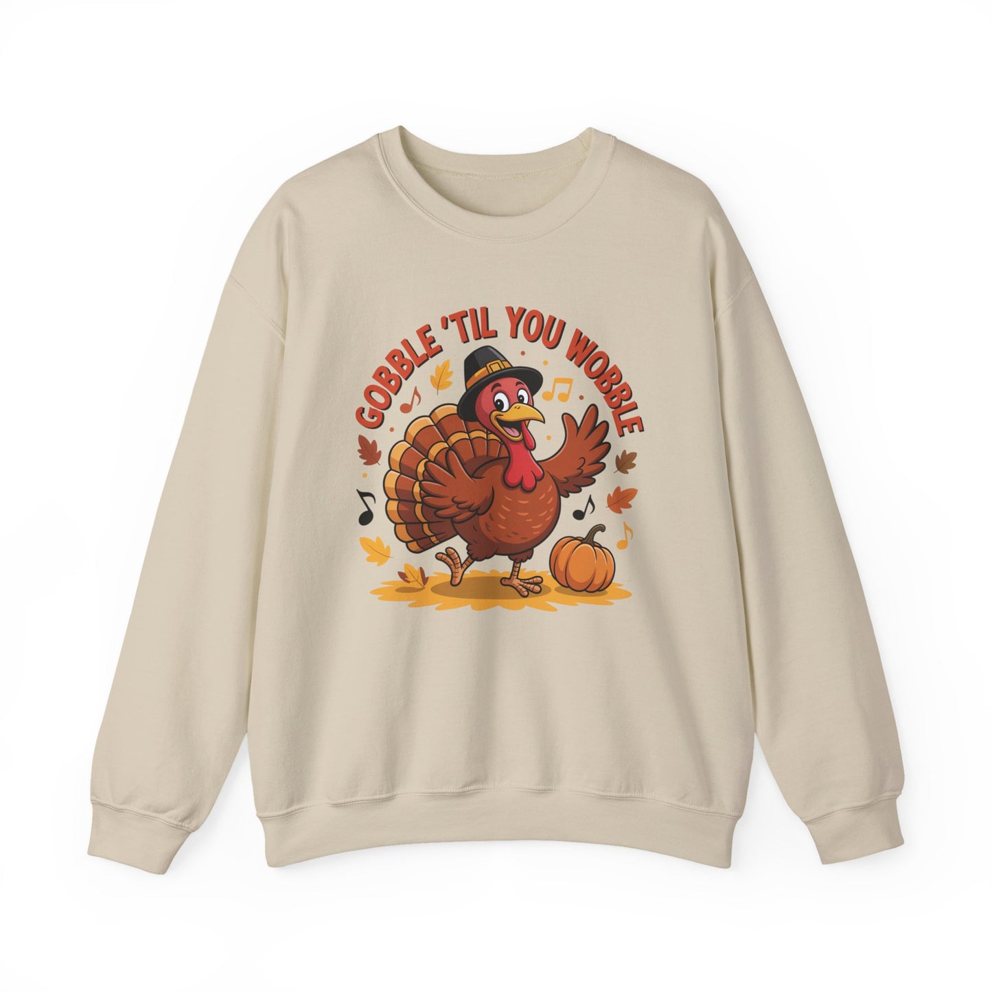 Gobble Til You Wobble Sweatshirt, Funny Cartoon Turkey Thanksgiving Crewneck, Dancing Turkey Fall Pullover, Cozy Friendsgiving Holiday Top