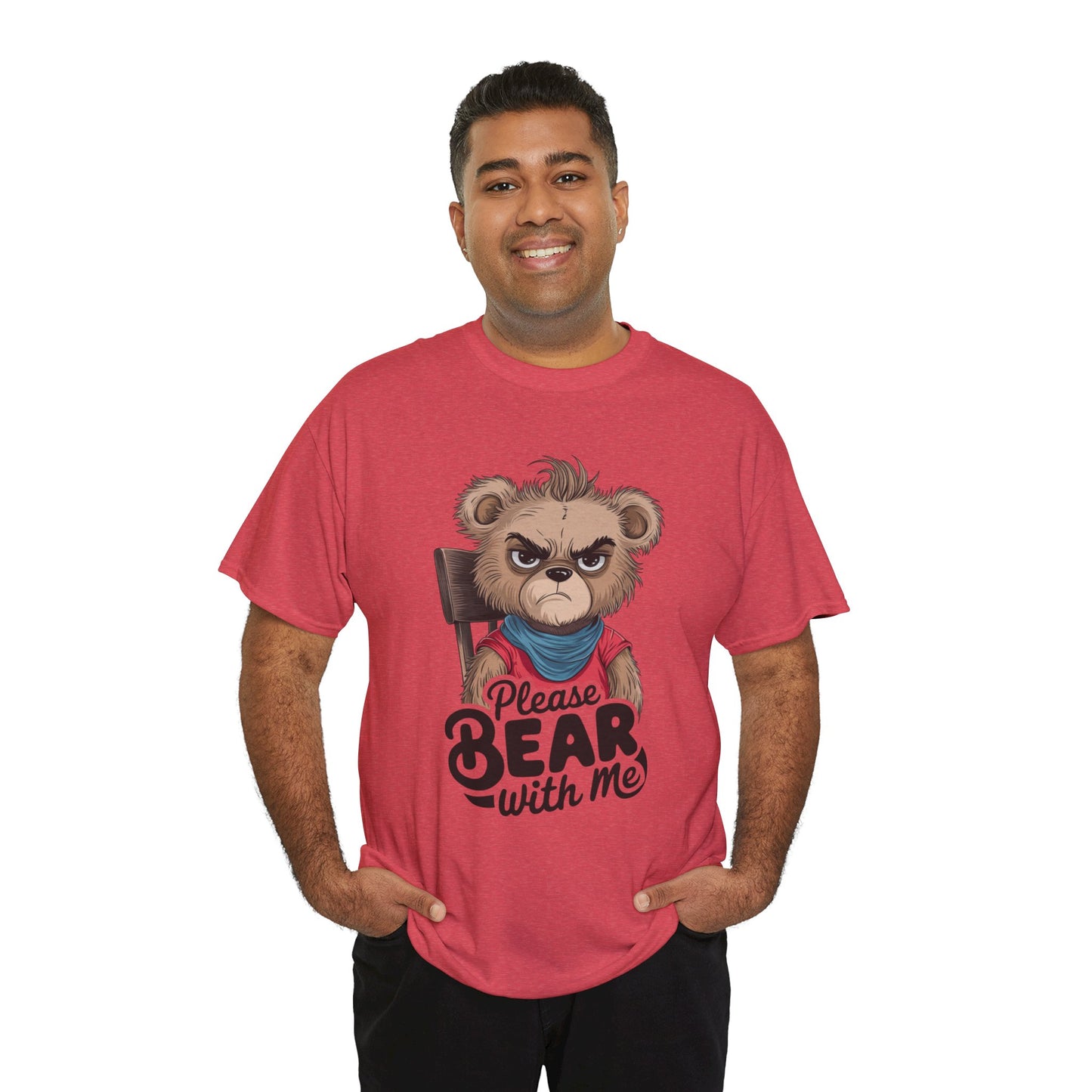 Grumpy Bear Graphic Tee – Please Bear With Me Shirt – Funny Animal T‑shirt – Sarcastic Humor Gift – Cute Bear Meme Art Tee