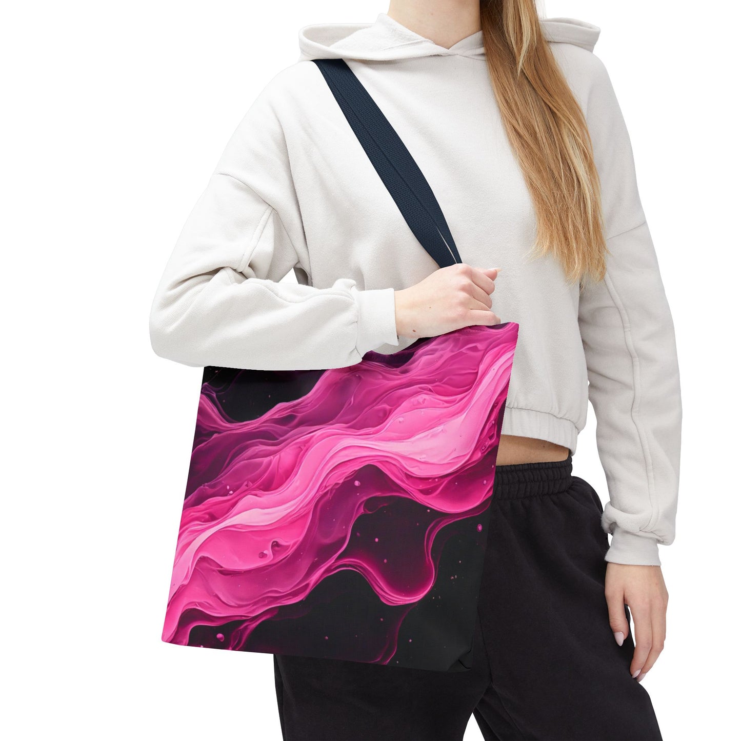 Pink Abstract Tote Bag | Bold Magenta Swirl Art Print Tote | Abstract Expressionism Carryall | Statement Shopper | Canvas Tote Bag