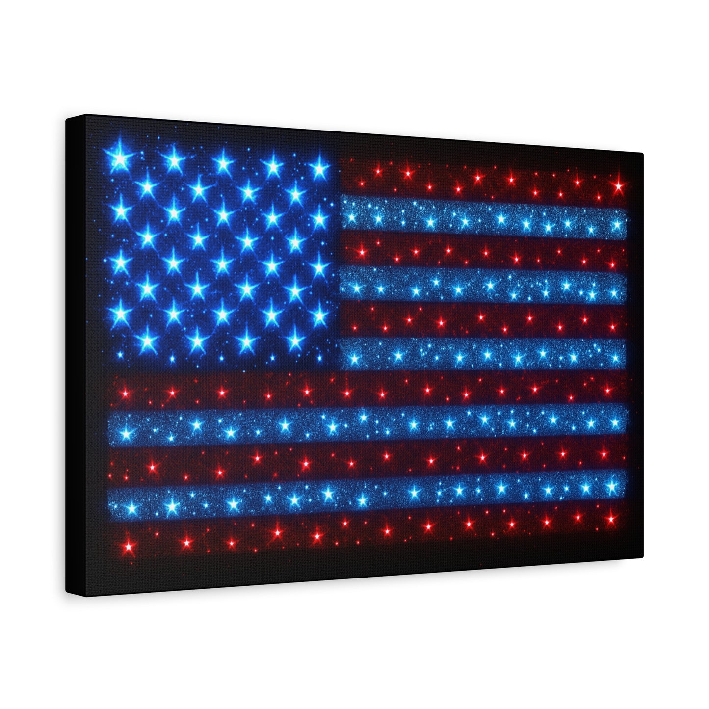 Bioluminescent-Style Starry American Flag Canvas - Patriotic Wall Art - Modern 4th of July Decor - Starry Particles USA Home Decor
