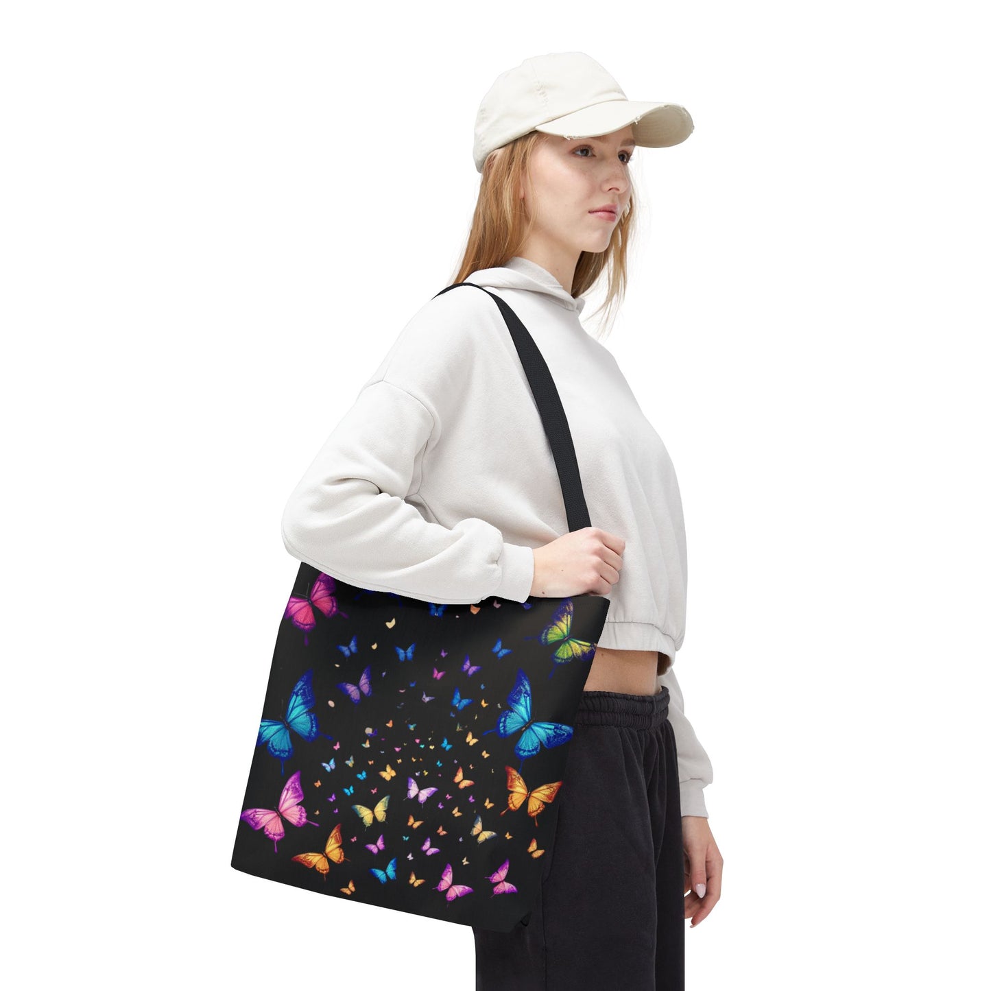 Butterfly Swarm Tote Bag – Colorful Rainbow Butterfly Tote, Aesthetic Canvas Bag, Nature-Inspired Gift, Magical Reusable Eco Purse